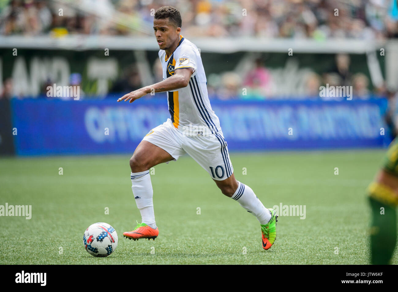 LA Galaxy M Giovani Dos Santos (10) during the MLS soccer game between the LA Galaxy and the Portland Timbers at Providence Park on Sunday August 6, 2017 in Portland, OR. Jacob Kupferman/CSM Stock Photo