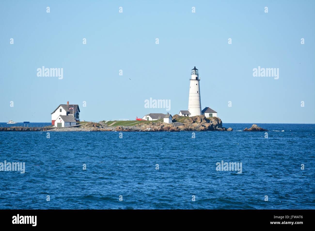 The historic Boston Light on Little Brewster Island in Boston Harbor ...
