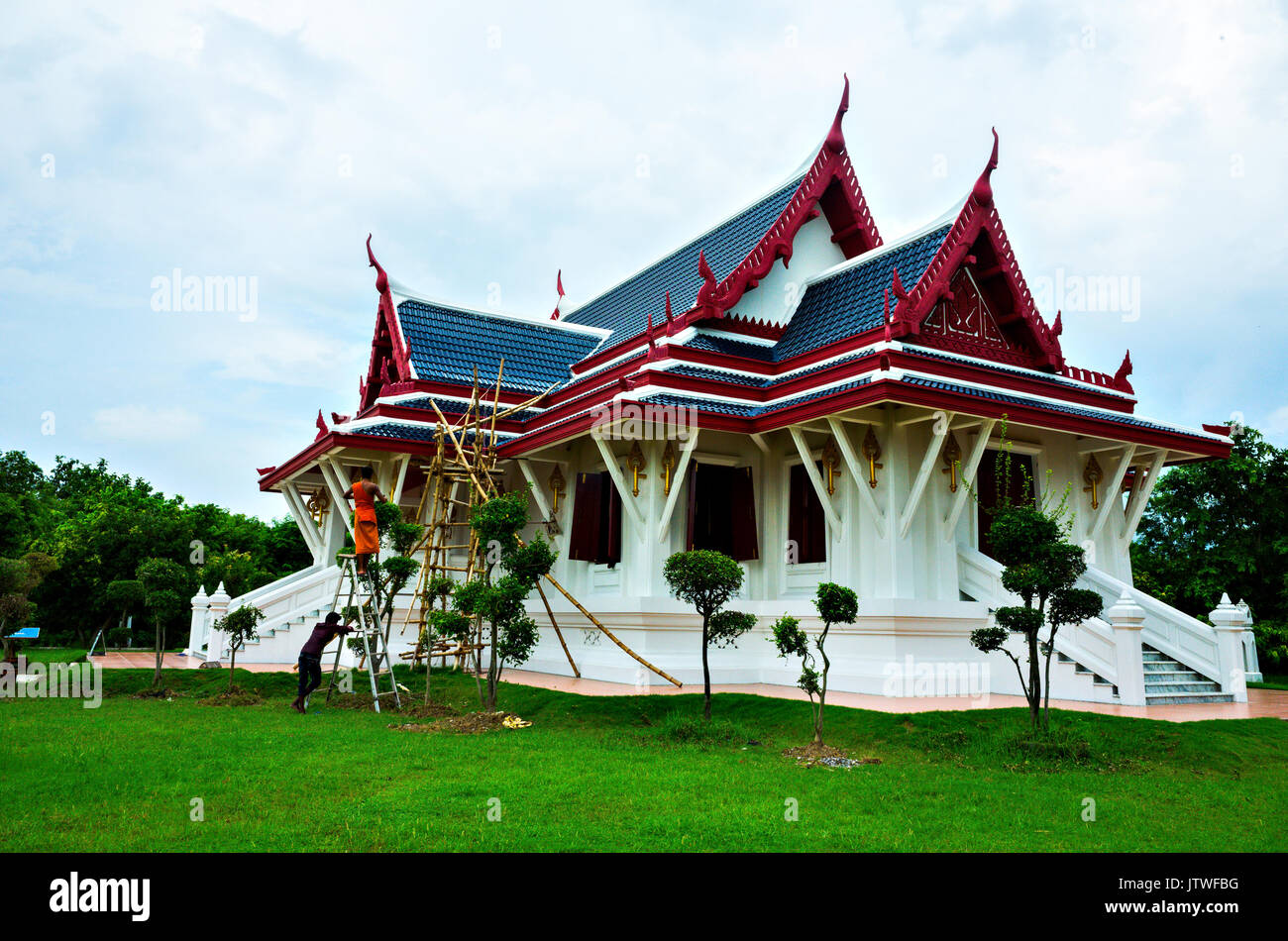 the royal thai monastery built by Thailand, Lumbini sacred garden, Nepal Stock Photo
