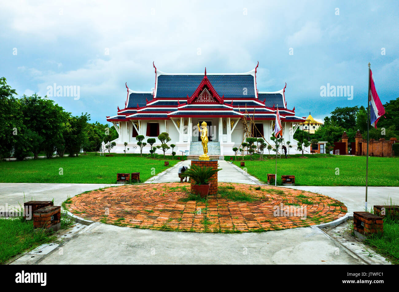 the royal thai monastery built by Thailand, Lumbini sacred garden, Nepal Stock Photo