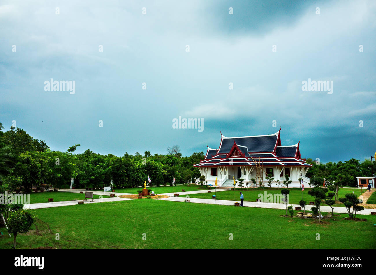 the royal thai monastery built by Thailand, Lumbini sacred garden, Nepal Stock Photo