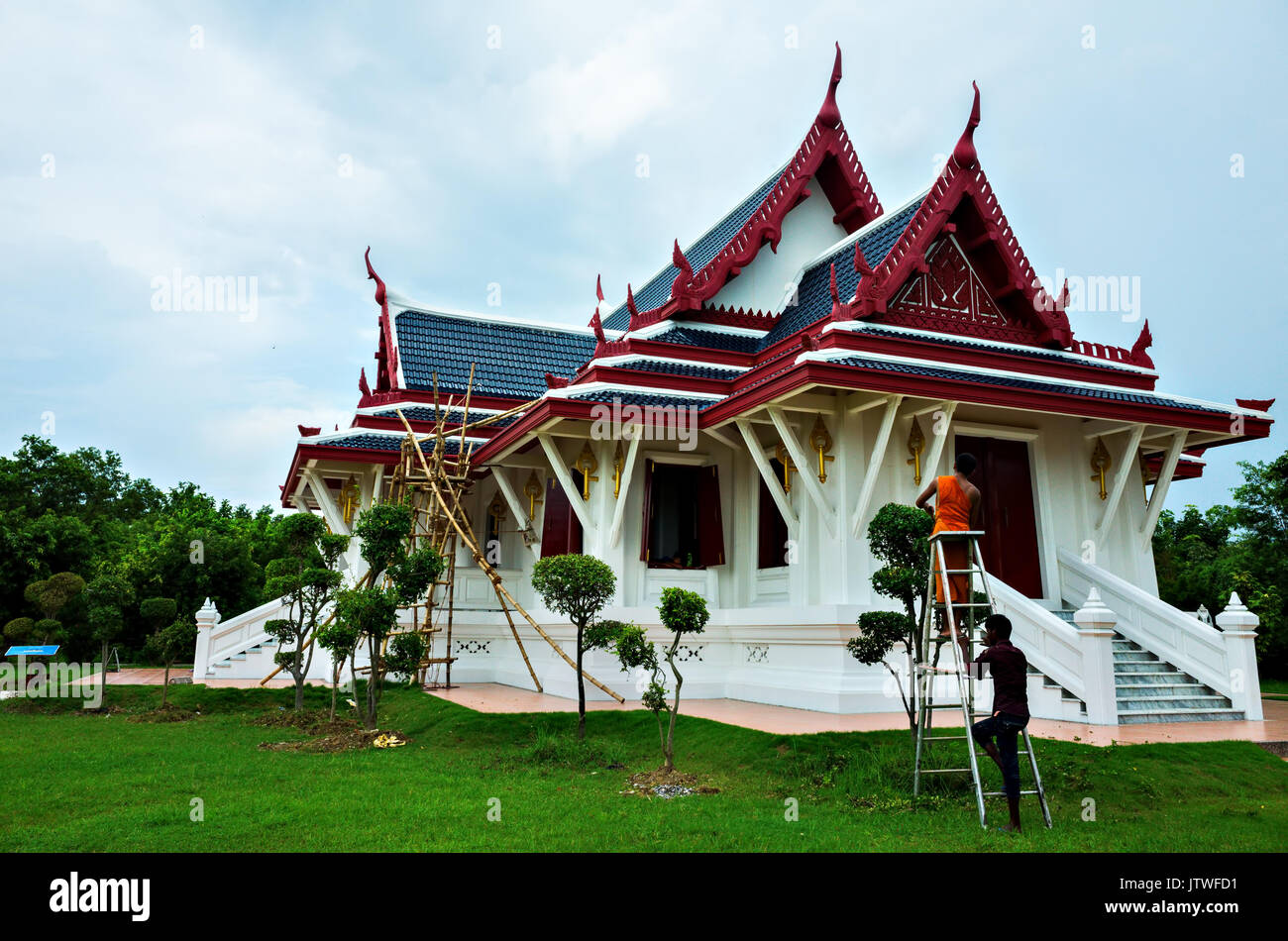 the royal thai monastery built by Thailand, Lumbini sacred garden, Nepal Stock Photo