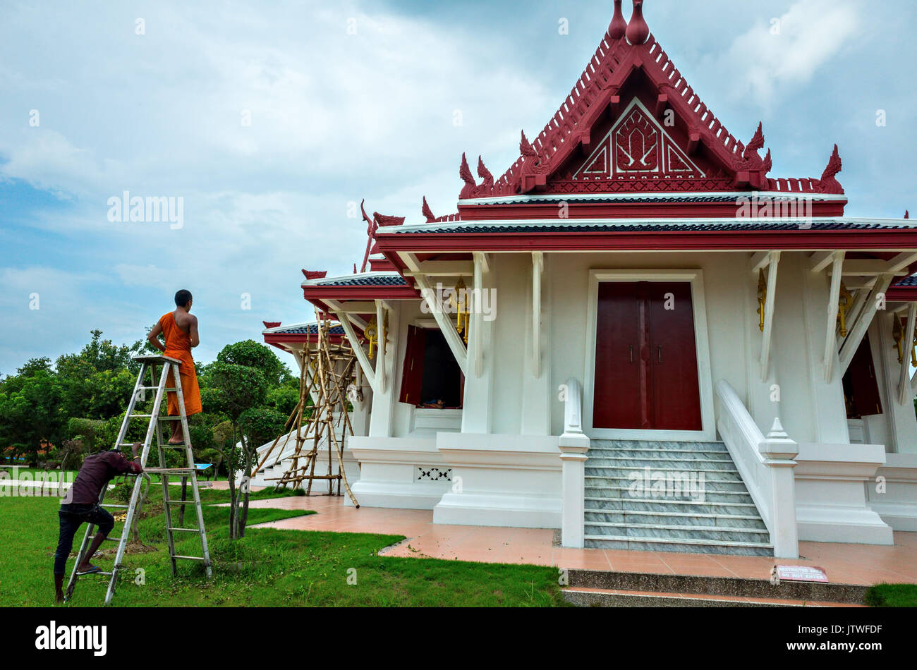 the royal thai monastery built by Thailand, Lumbini sacred garden, Nepal Stock Photo