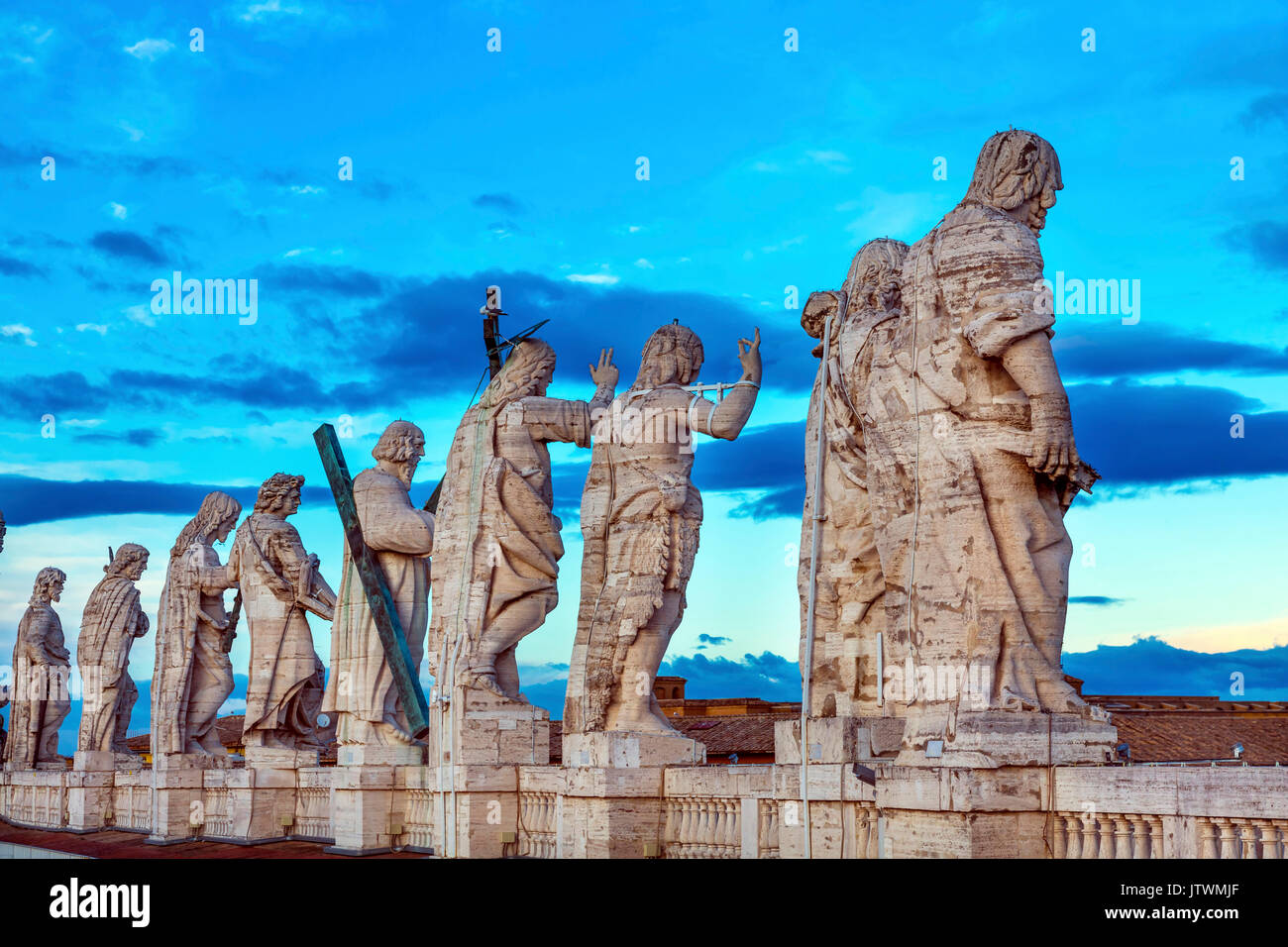 Christ Disciples Statue Saint Peter's Roof Vatican Rome Italy. Christ