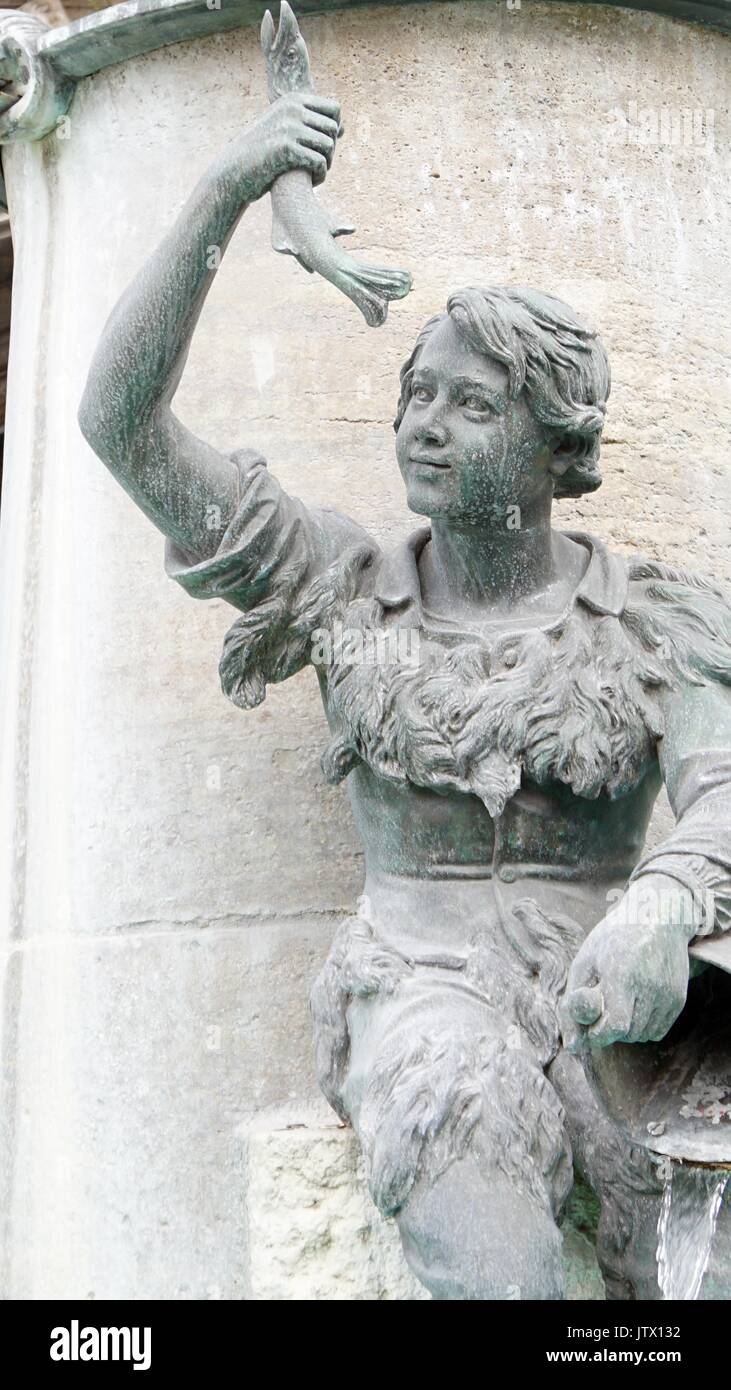 The Fish Fountain (Fischbrunnen) at the northeast corner of Marienplatz in Munich, Germany Stock Photo