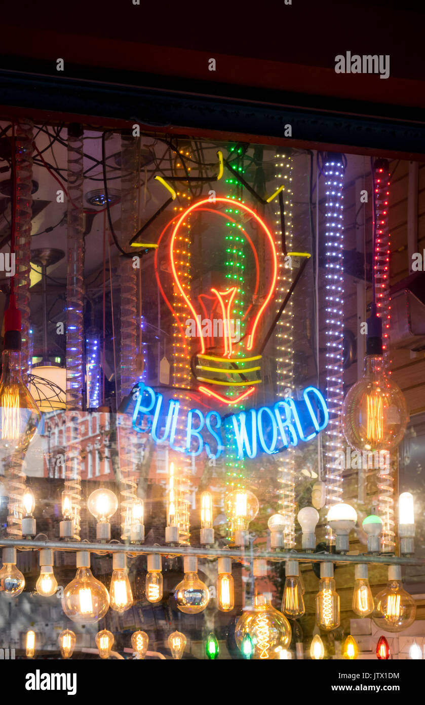 Bulbs World, an electric lighting store on the Lower East Side of Manhattan Stock Photo