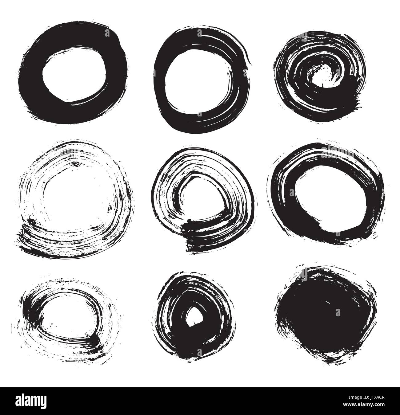 Circle Hand Drawn Set Isolated on White Background. Vector Illustration. Stock Vector