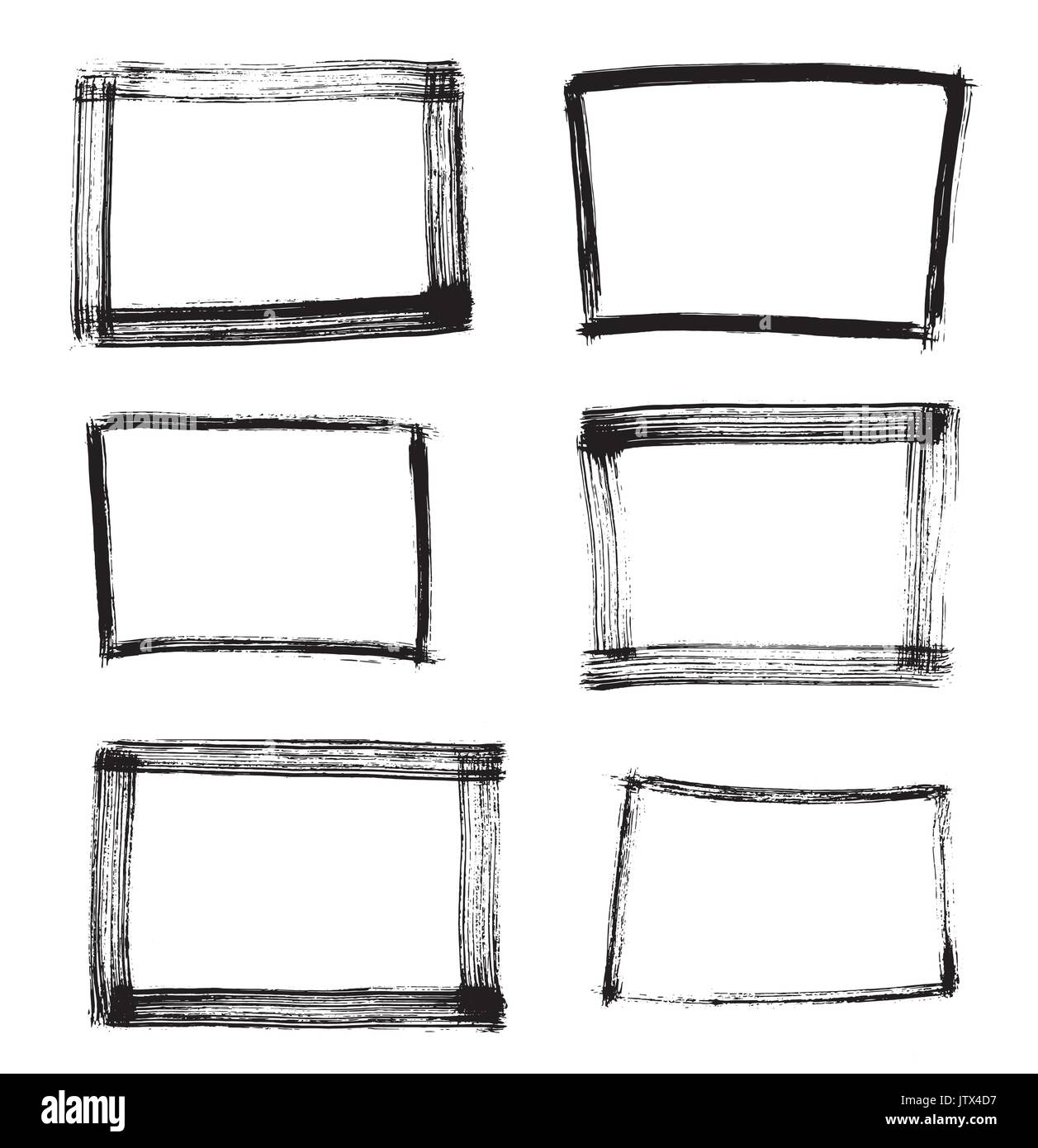 Frame Hand Drawn Set Isolated on White Background. Vector Illustration. Stock Vector