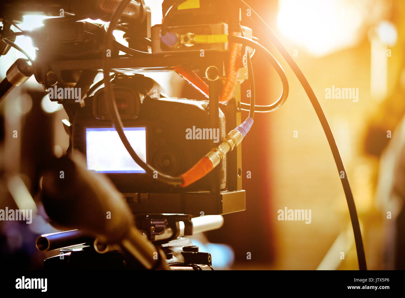 Filming with professional camer, Film Crew Stock Photo Alamy