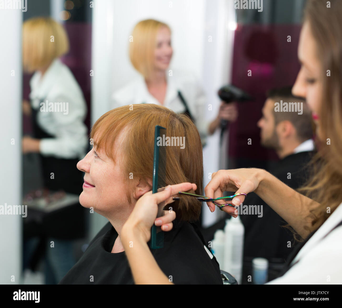 Portrait Mature Woman Hair Salon Stock Photos & Portrait Mature Woman