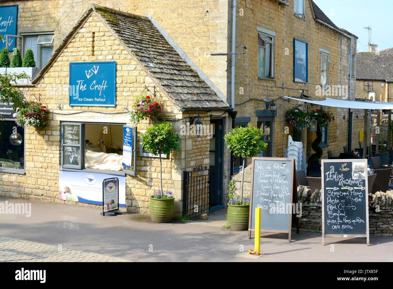 The Croft restaurant in the cotswold village of Bourton-on-the-Water, Gloucestershire,England, UK Stock Photo