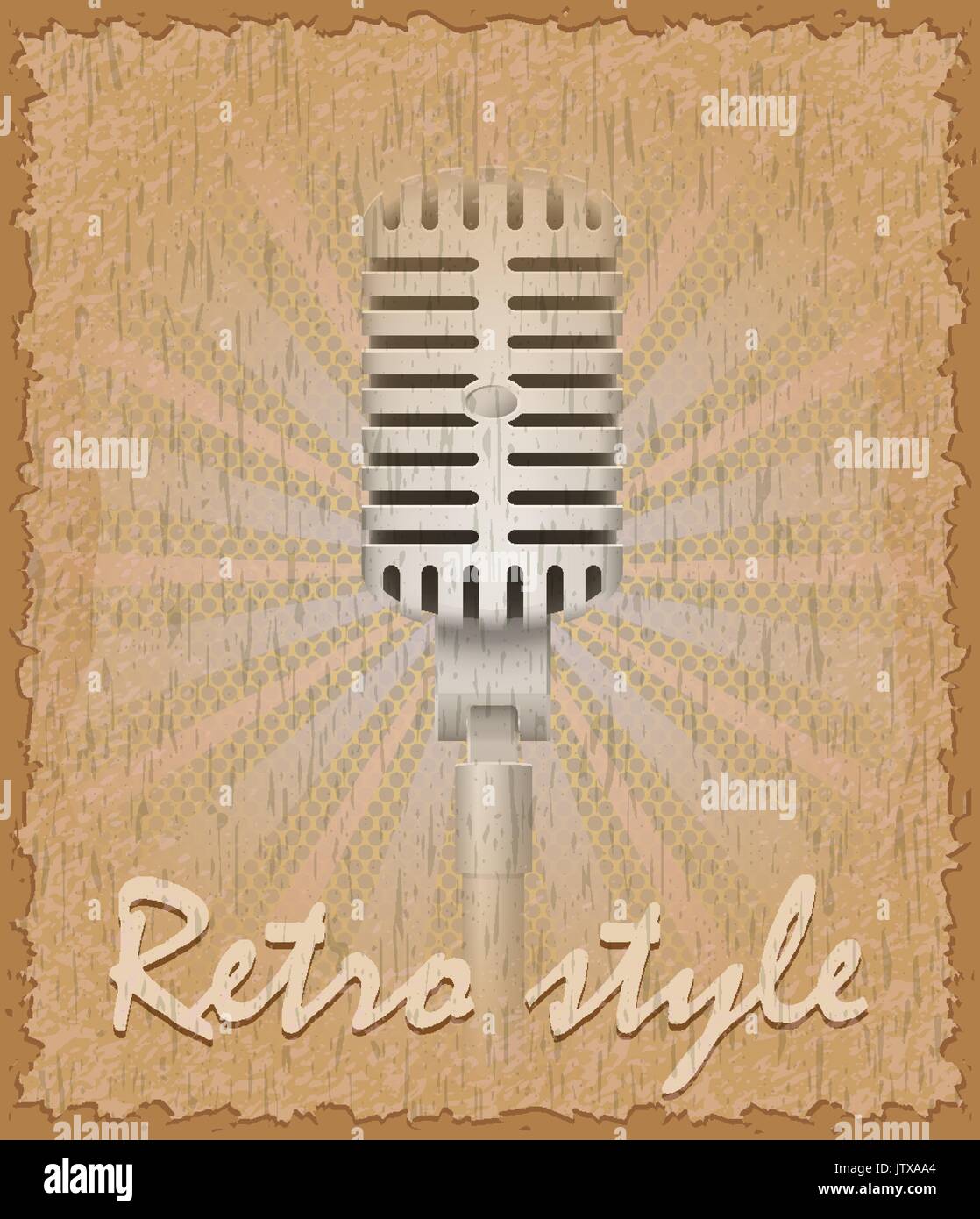 retro style poster old microphone stock vector illustration Stock Vector