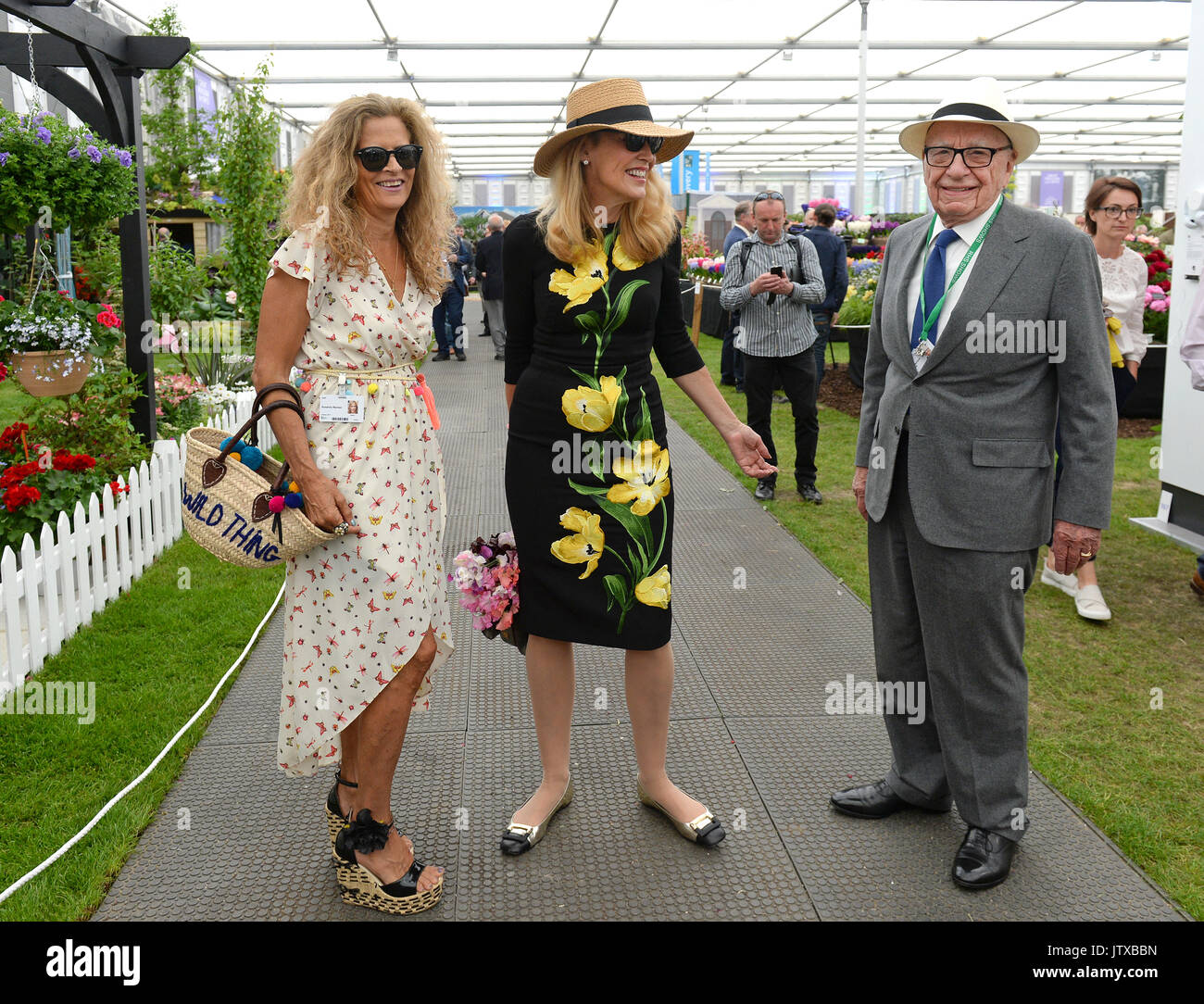 Rupert Murdoch the Australian-born American media mogul visits the Chelsea Flower Show with his wife Jerry Hall the American model and actress. Stock Photo