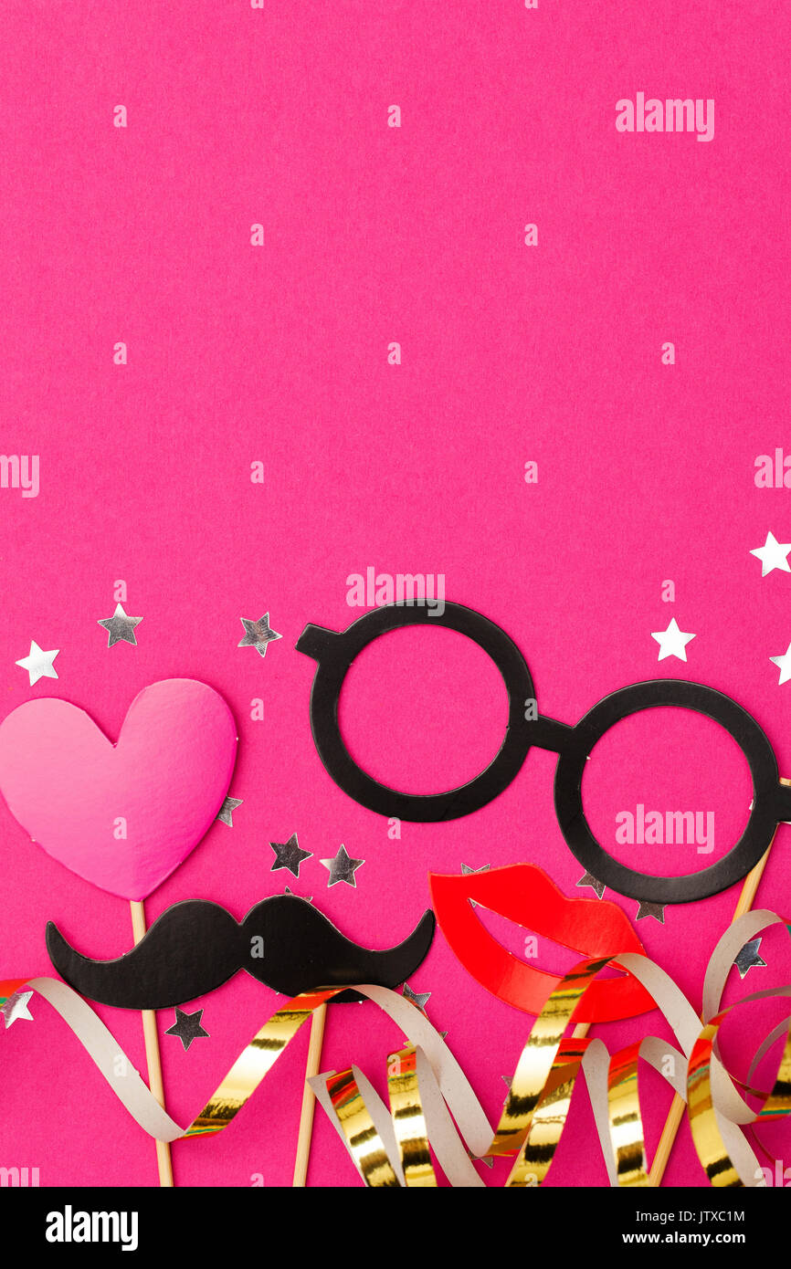 Fun Party Props On A Pink Background Wedding Hen Do Party Stock