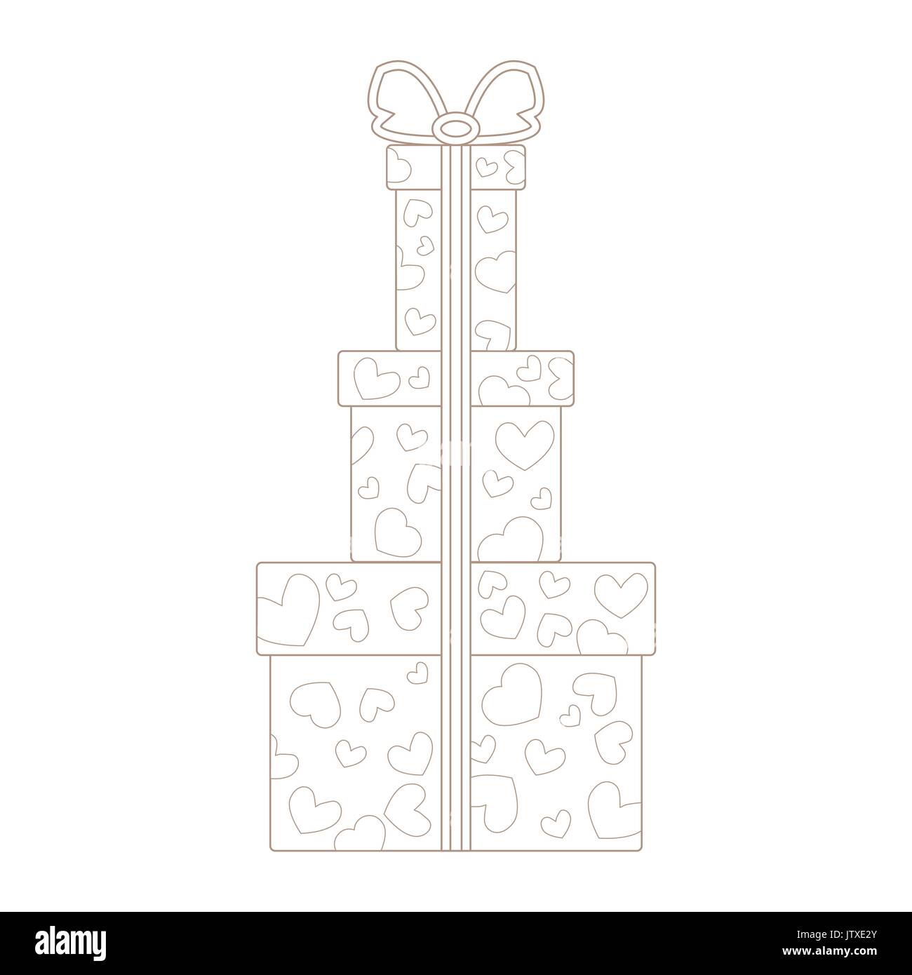 Vector illustration of gift boxes decorated hearts on white background ...