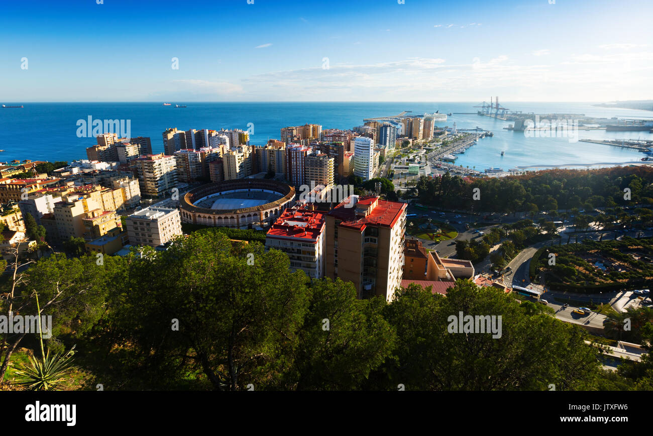Aerial view of Malaga and Mediterranean port in  day time. Andalusia,  Spain Stock Photo