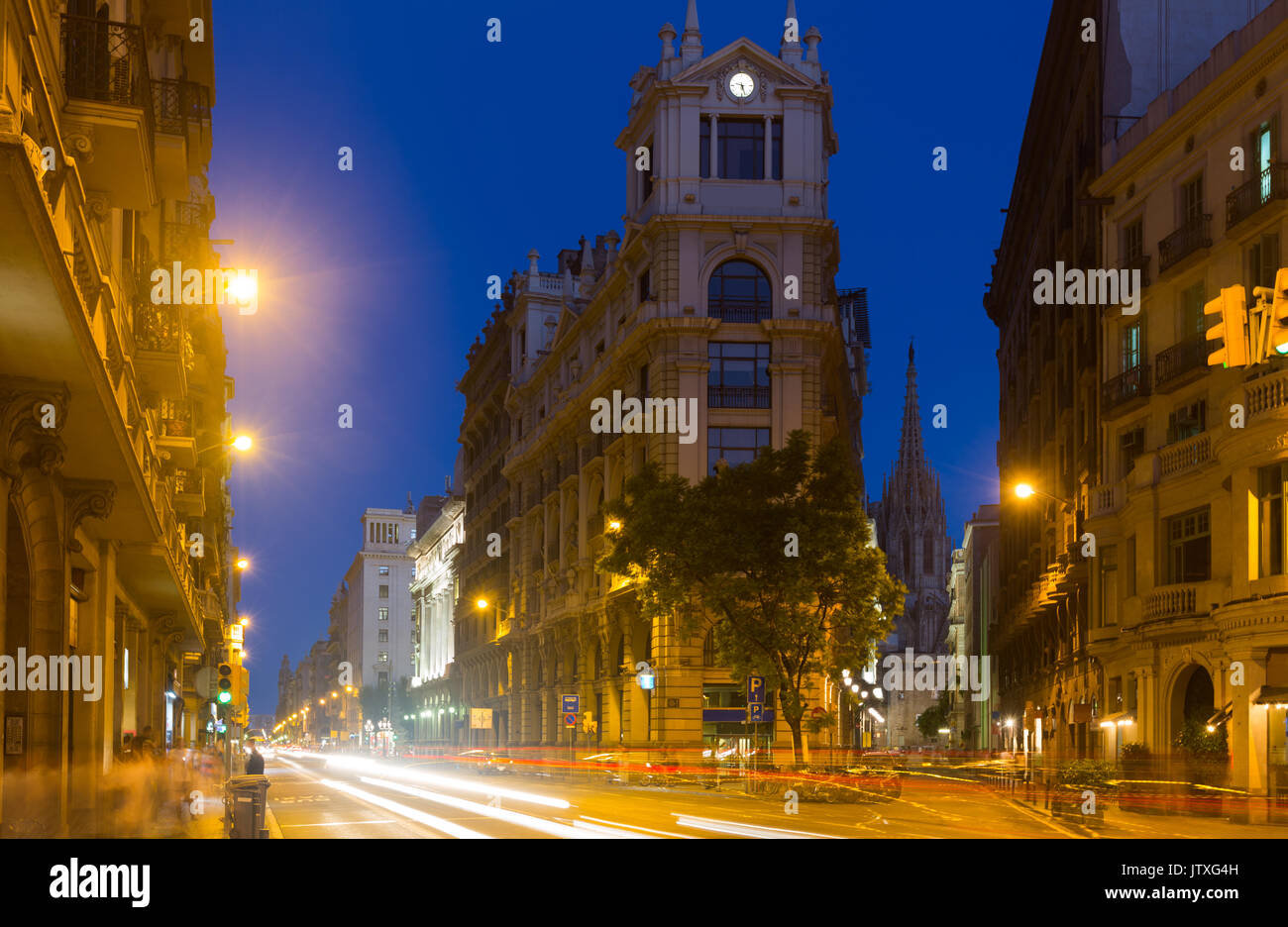 View of Barcelona, Spain.  Via Laietana is  name of  major thoroughfare in  old  district Stock Photo