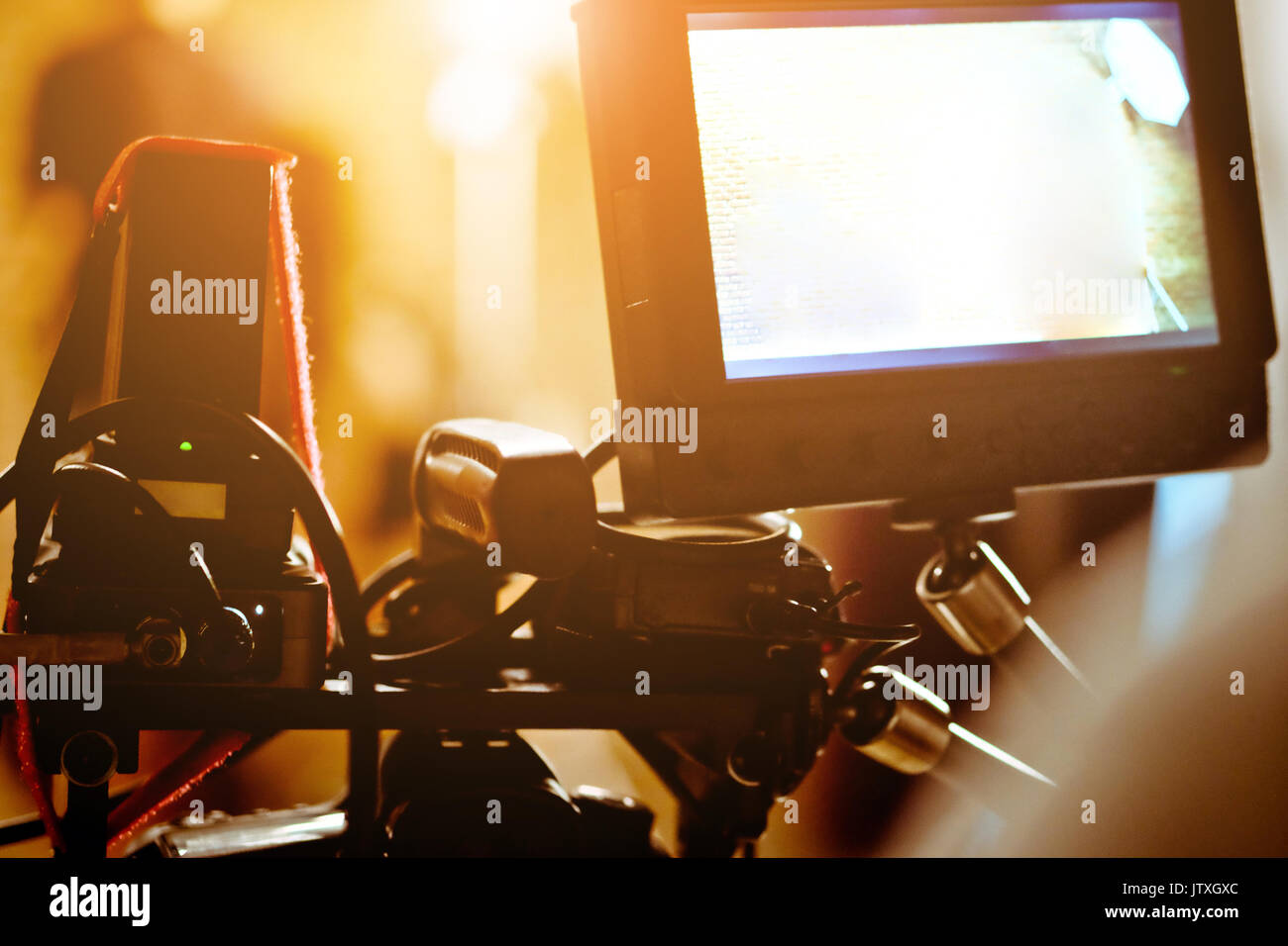 detail of Video camera viewfinder,film crew,behind the scenes ...