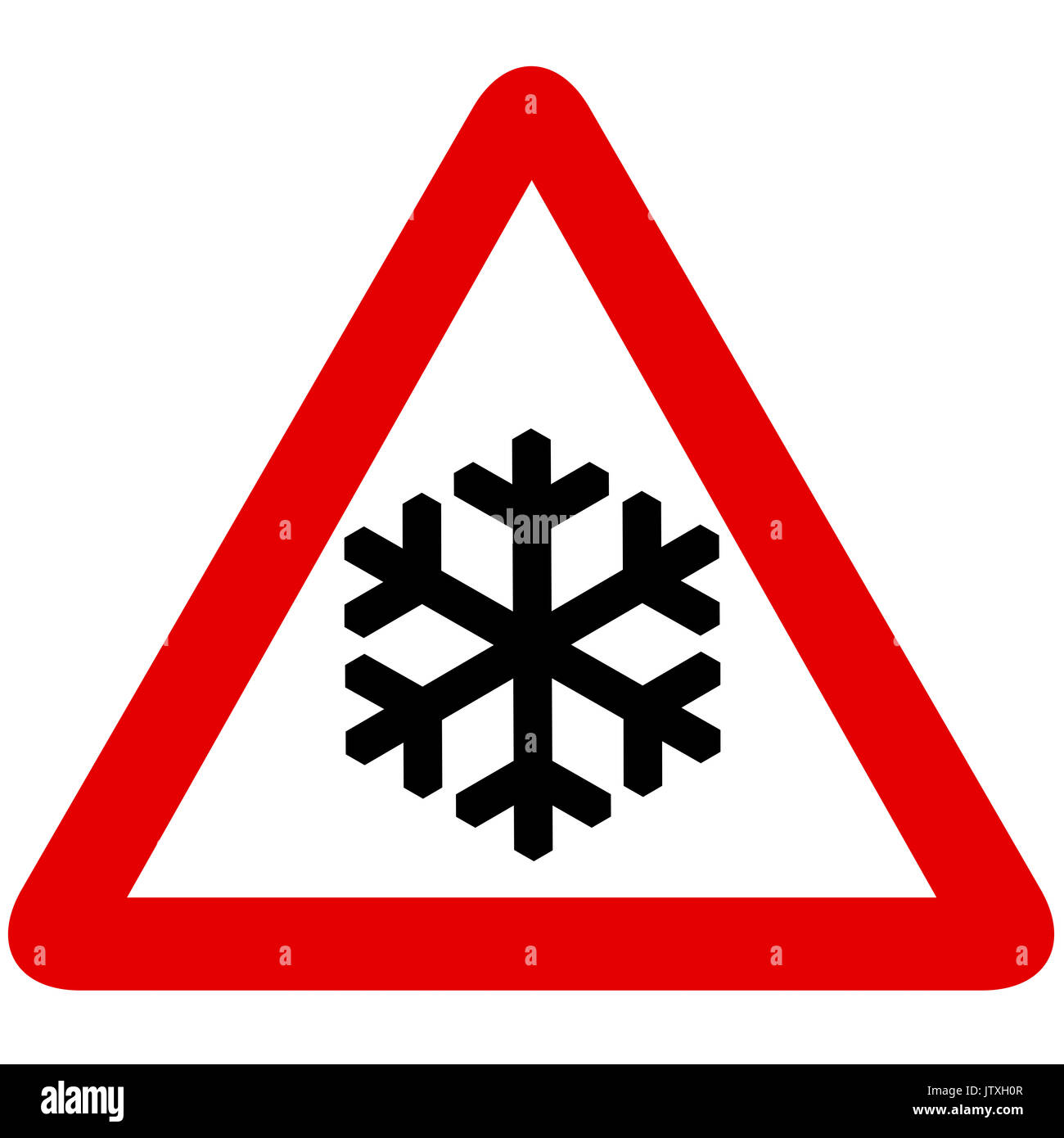 Risk of ice road sign on white background Stock Photo