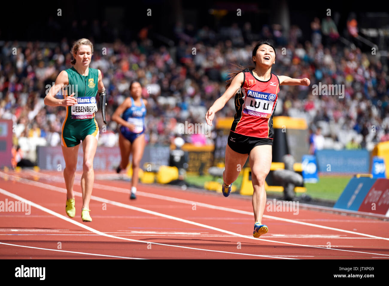 Lu Li of China winning the T47 400m final in the 2017 World Para ...