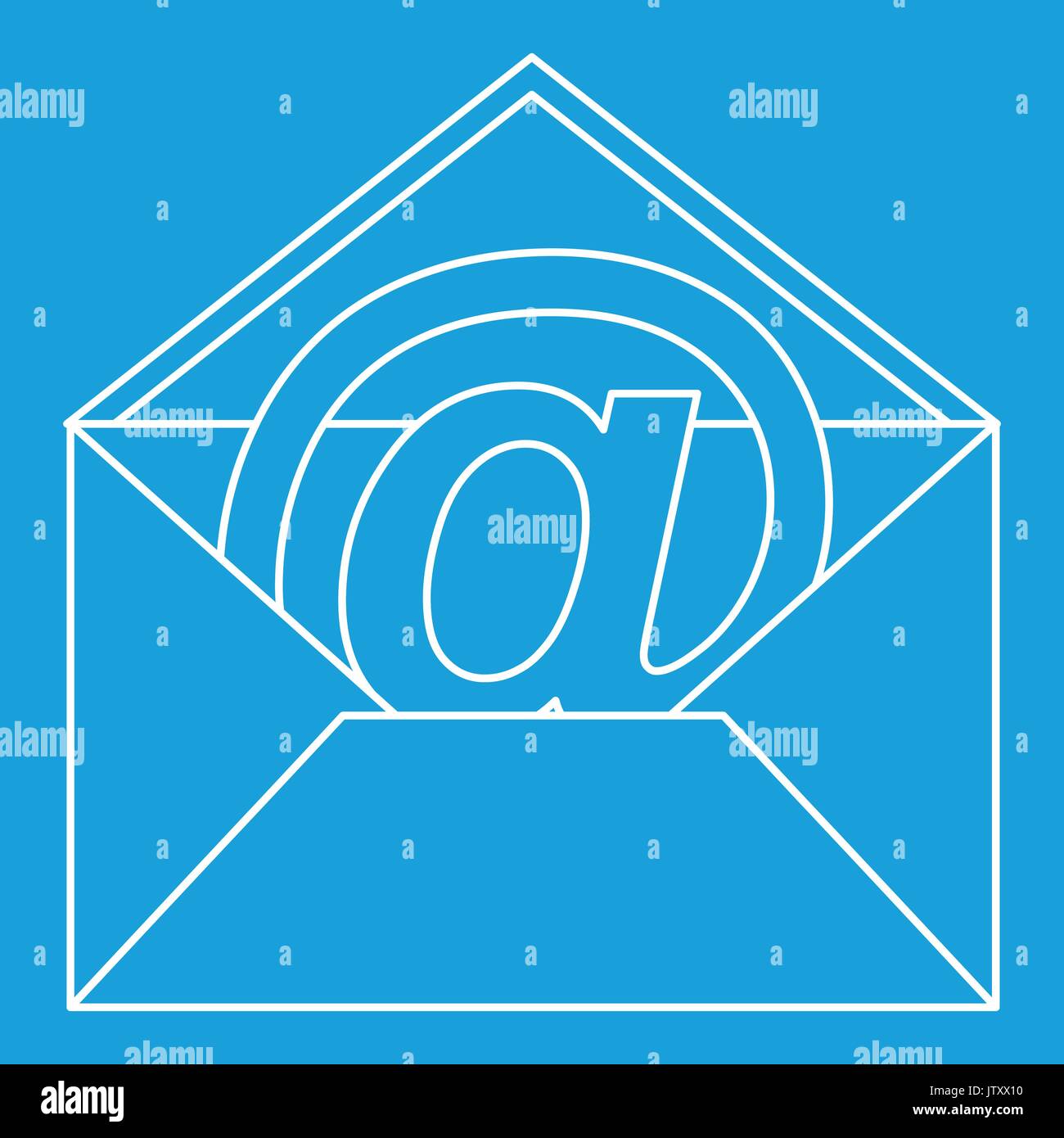 At sign mail in envelope icon, outline style Stock Vector Image & Art ...