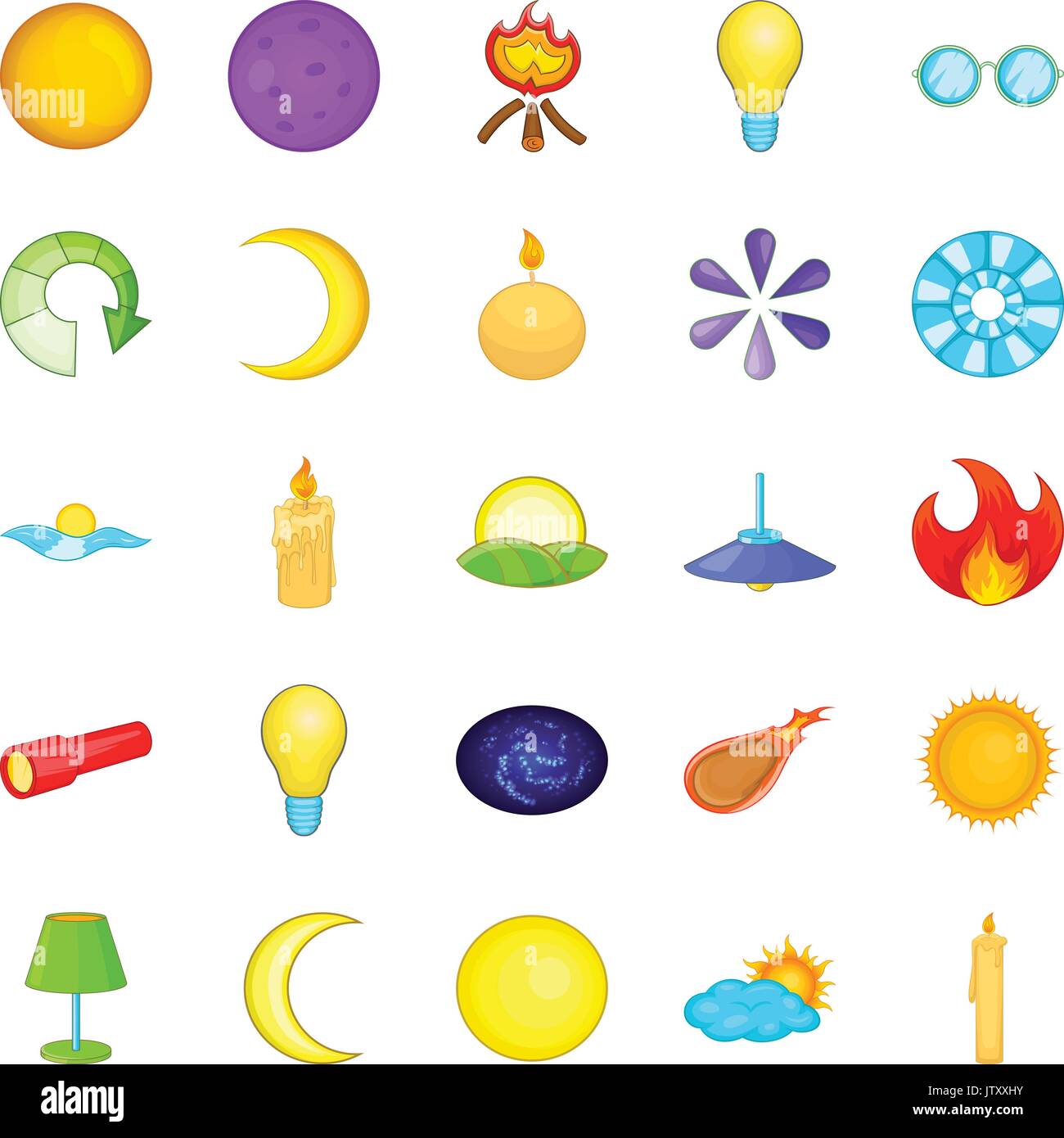 Illuminant icons set, cartoon style Stock Vector