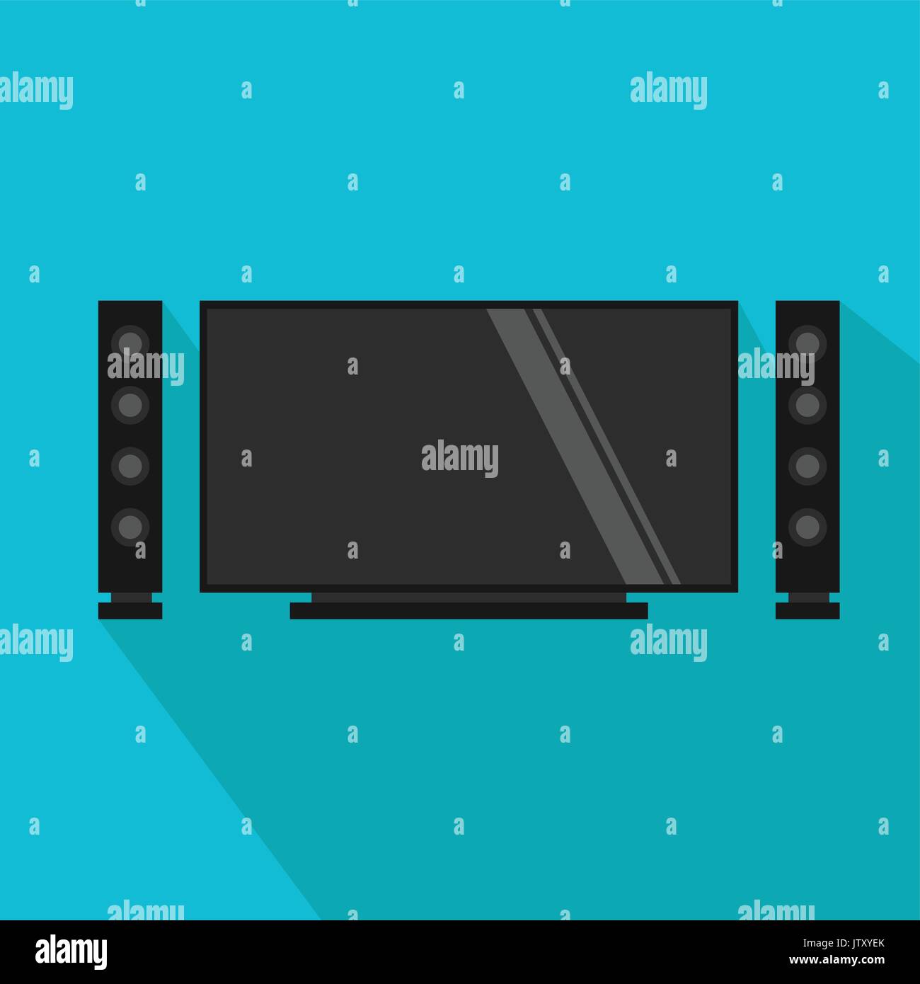 Home theater. Flat design. Vector illustration. Stock Vector