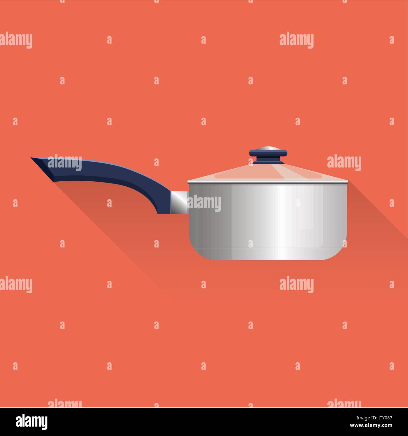 Saucepan illustration. Kitchen utensil. cooking stuff. Flat design. Vector illustration Stock Vector
