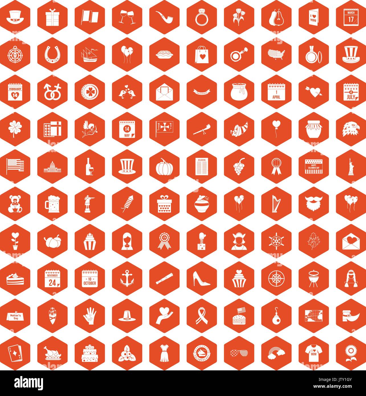 100 calendar icons hexagon orange Stock Vector Image & Art - Alamy