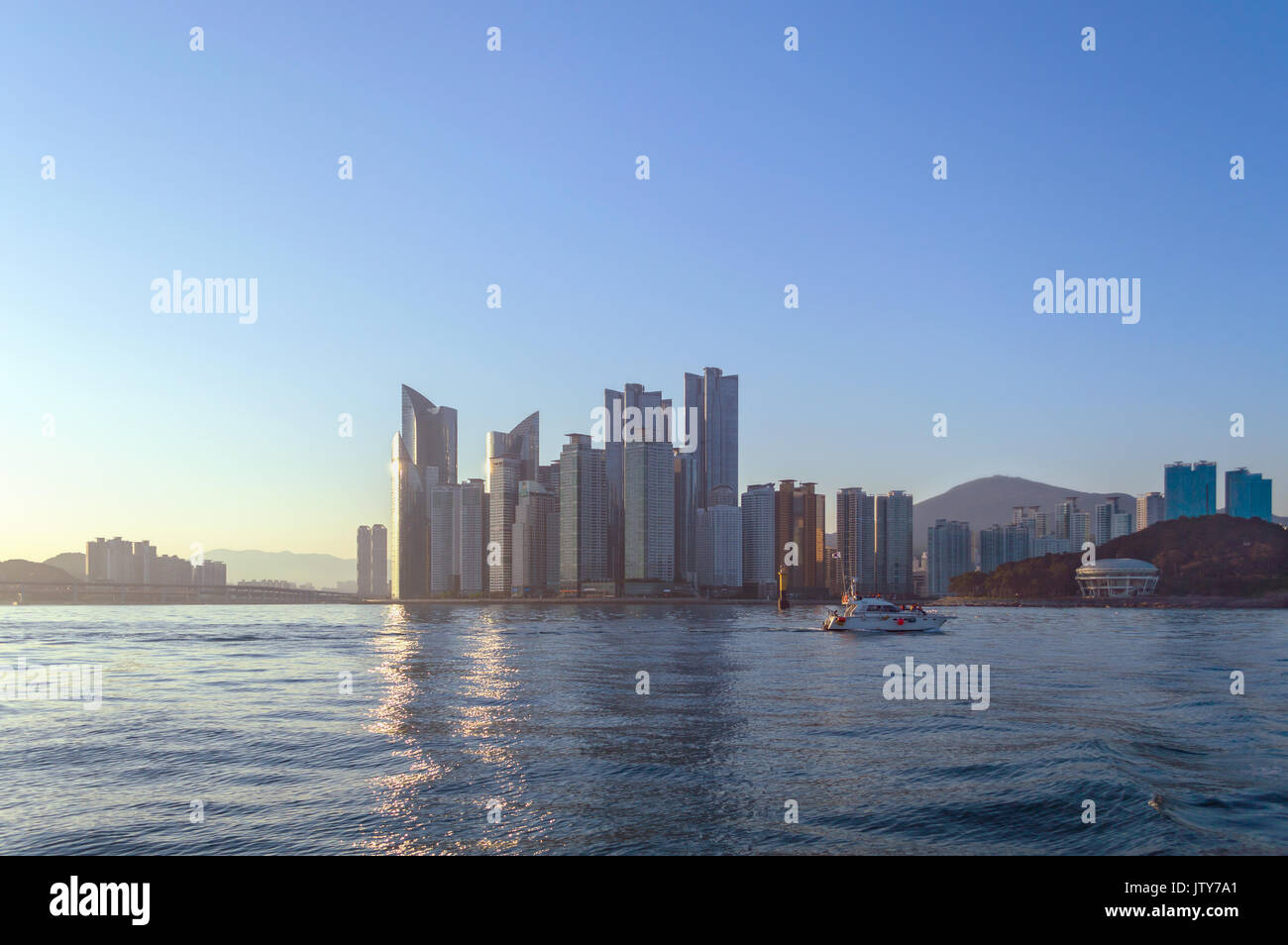 Busan scyscrappers and APEC Naru Park Stock Photo