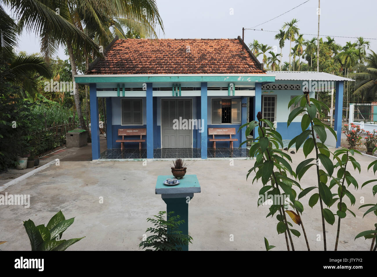 Vietnamese style concrete house in Lai Thieu. Vietnam Stock Photo