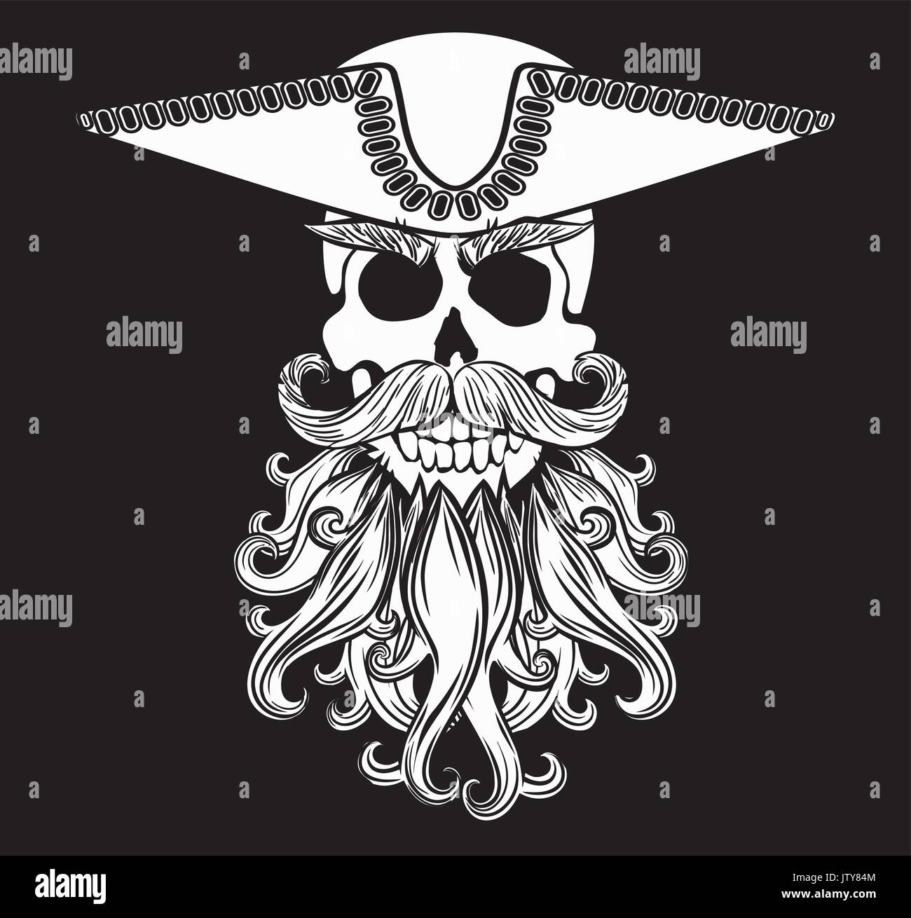 Skull With Beard Stock Vector Image & Art - Alamy
