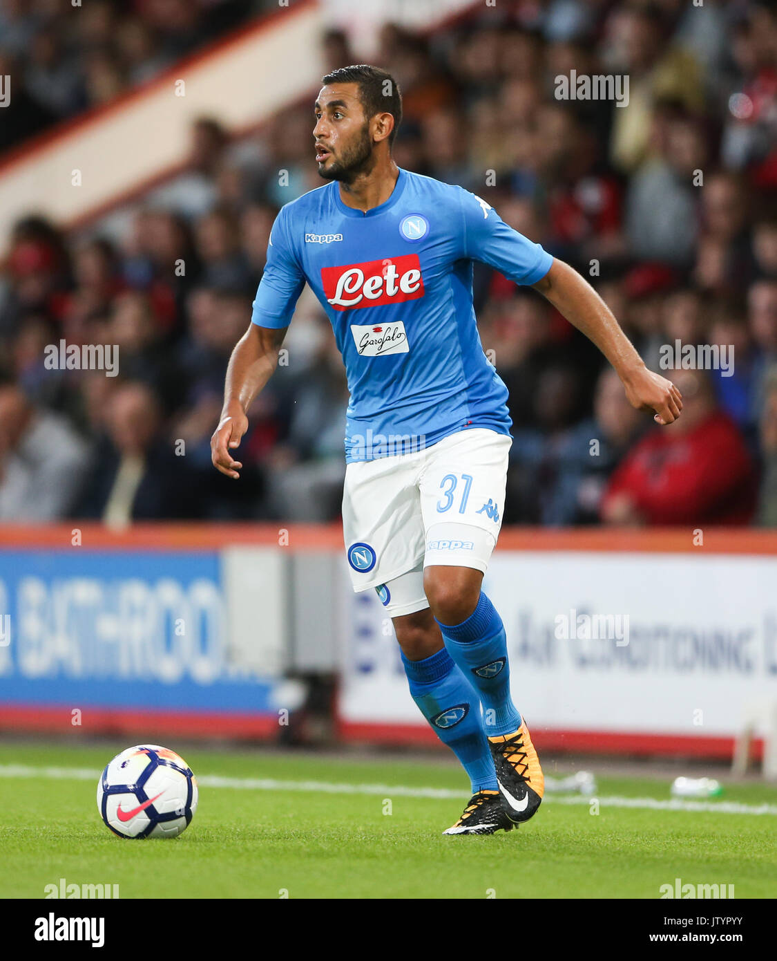 Napoli's Faouzi Ghoulam during the pre-season friendly at the Vitality Stadium, Bournemouth. Stock Photo