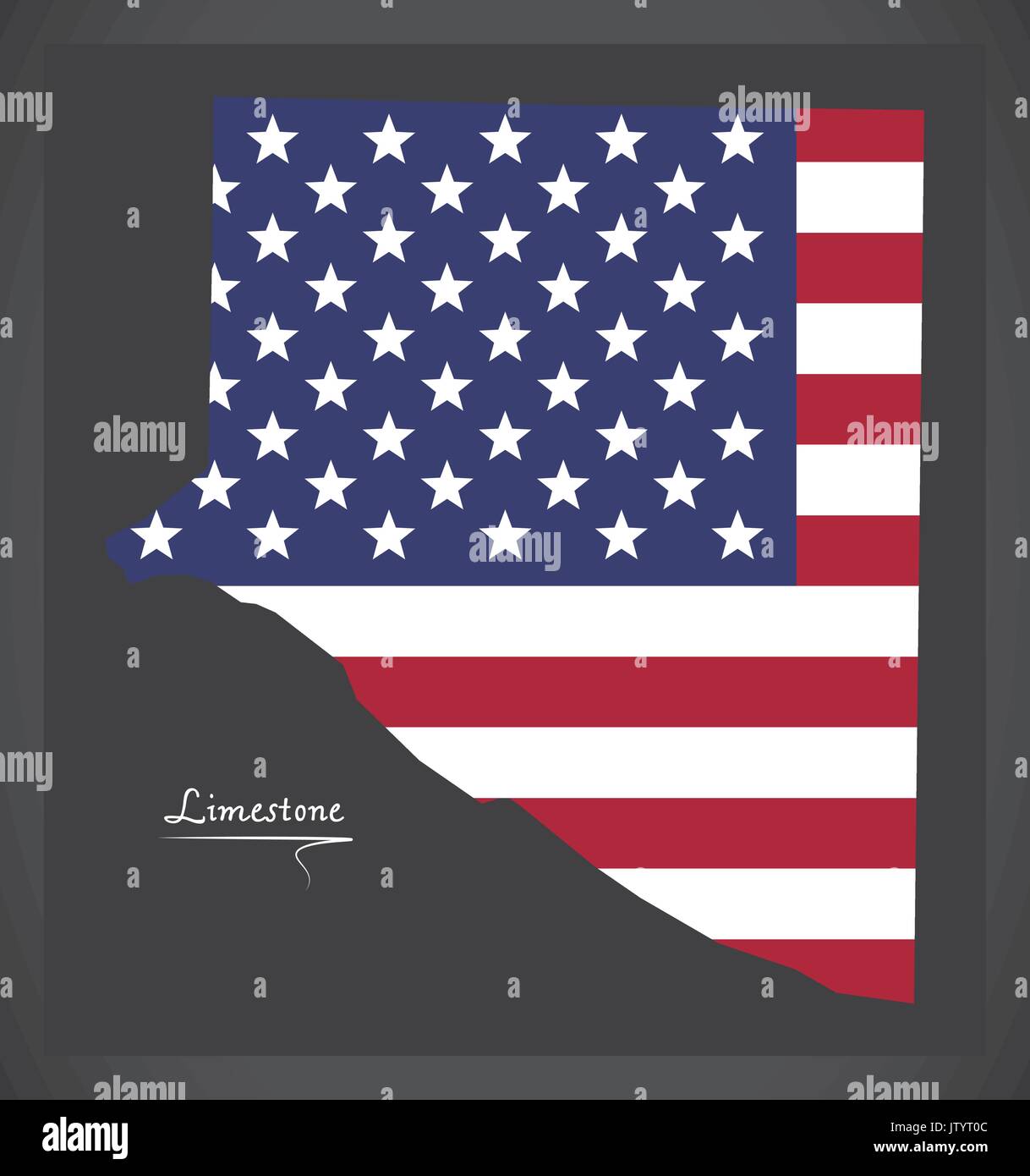Limestone county map of Alabama USA with American national flag