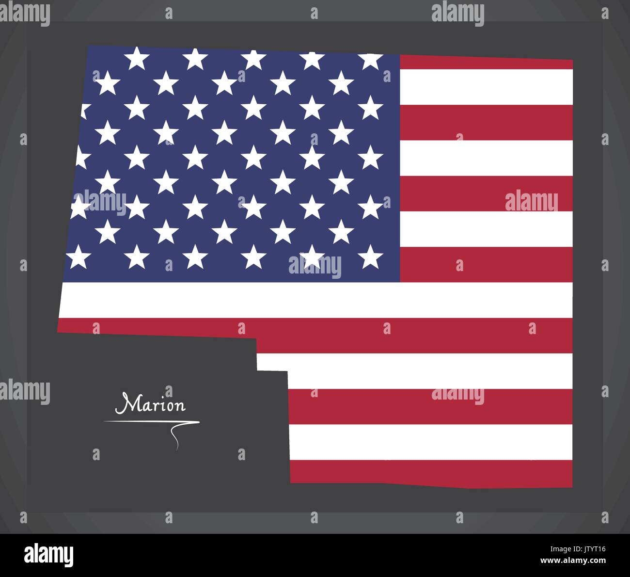 Marion county map of Alabama USA with American national flag illustration Stock Vector Image