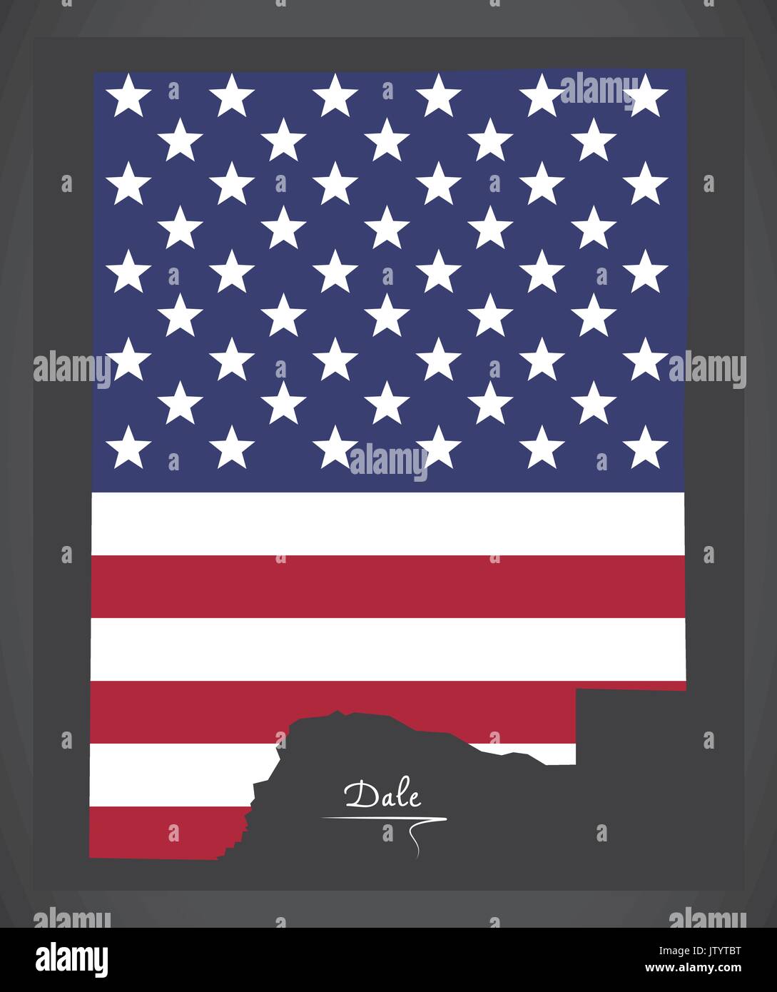 Dale county map of Alabama USA with American national flag illustration
