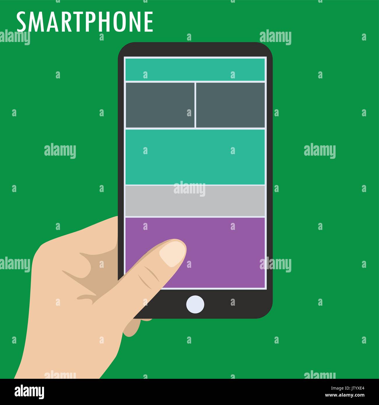 Hand holding smart phone, flat, vector illustration Stock Vector Image ...