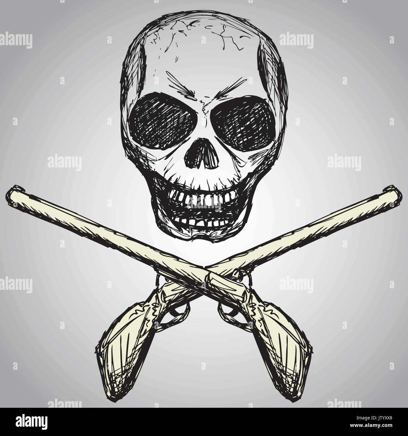 Guns And Skulls Drawings