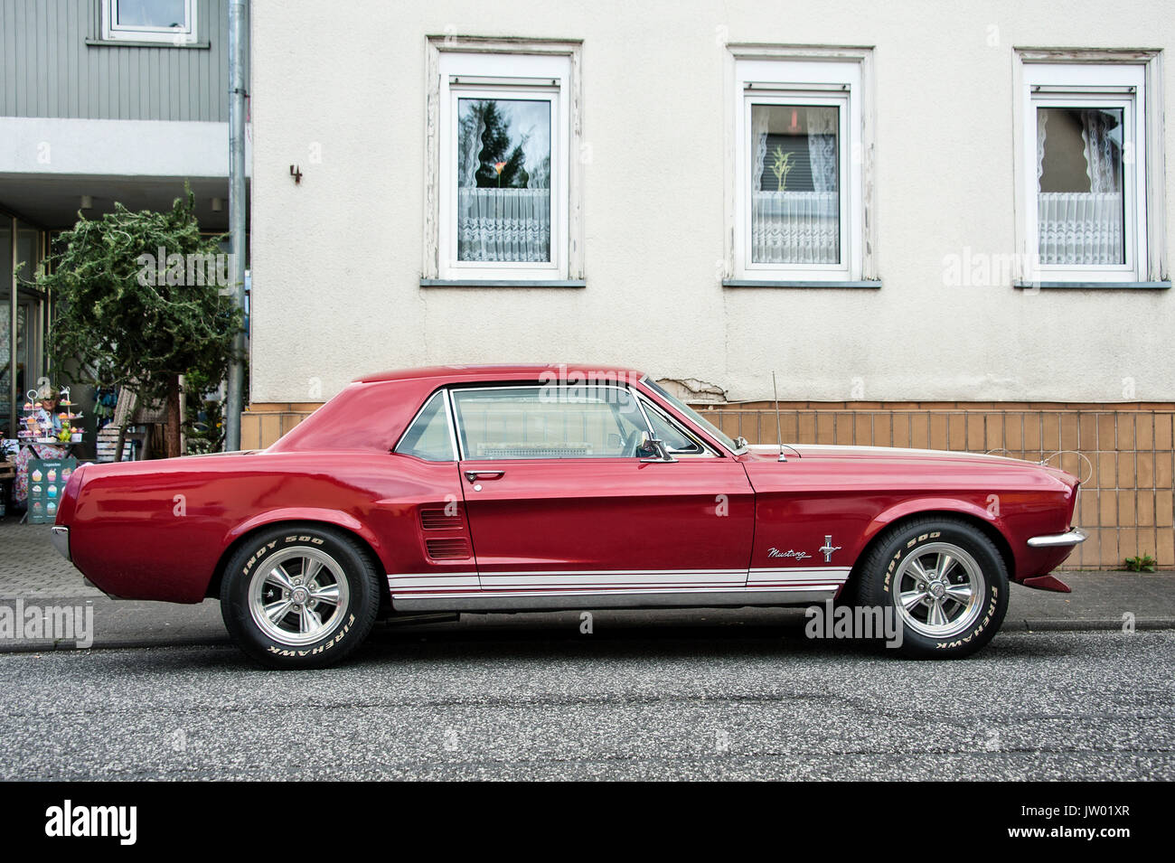 Vintage Car Festival 'Golden Oldies', Red Ford Mustang. Stock Photo