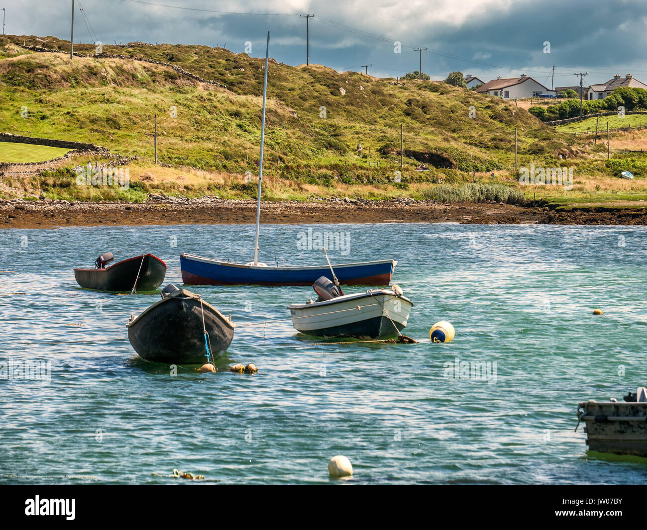 Traditional Irish fishing boats vessels in county Galway, near