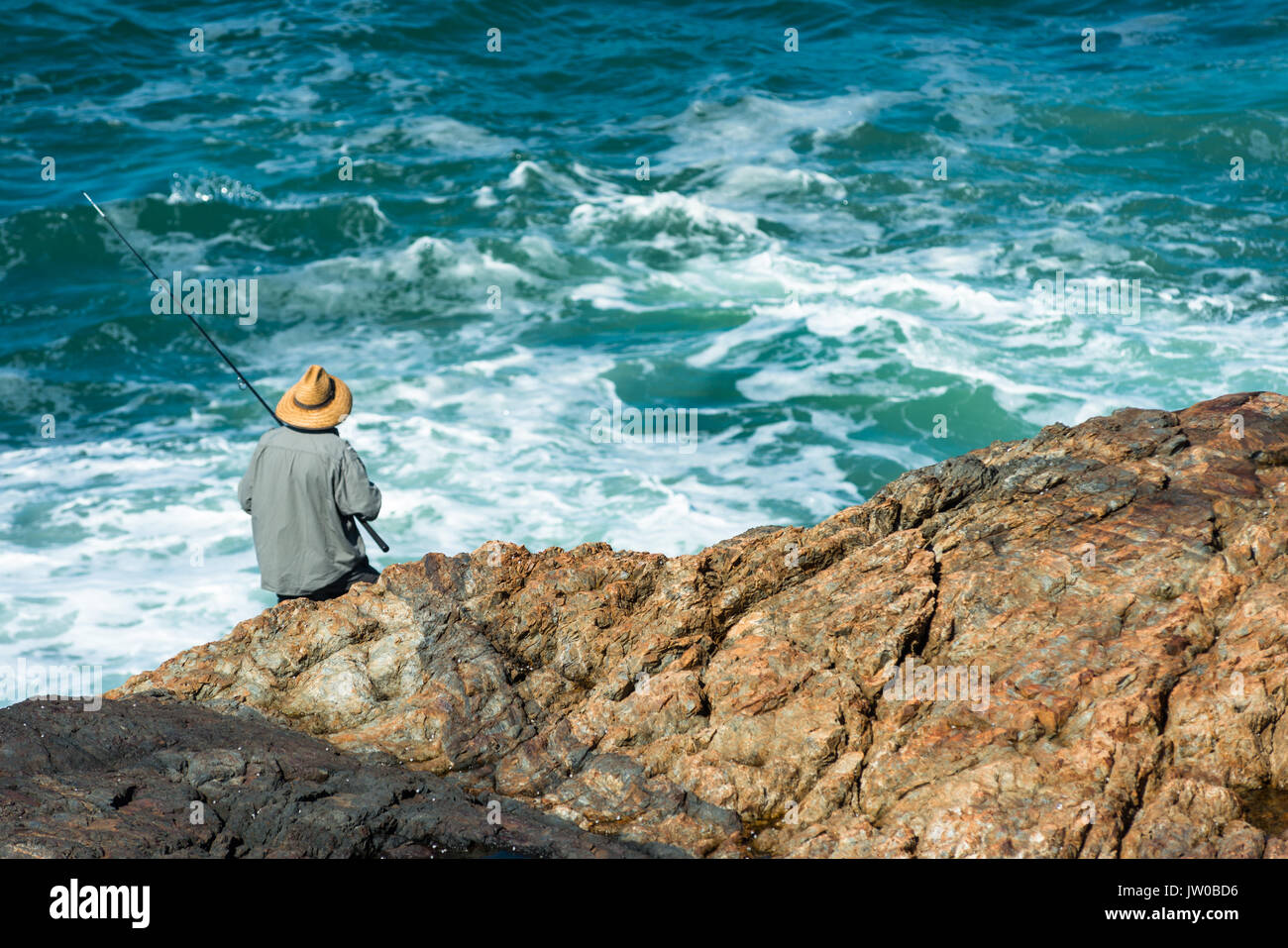 Fishing on Mutton Bird Island, Coffs Harbour, New South Wales, Australia. Stock Photo
