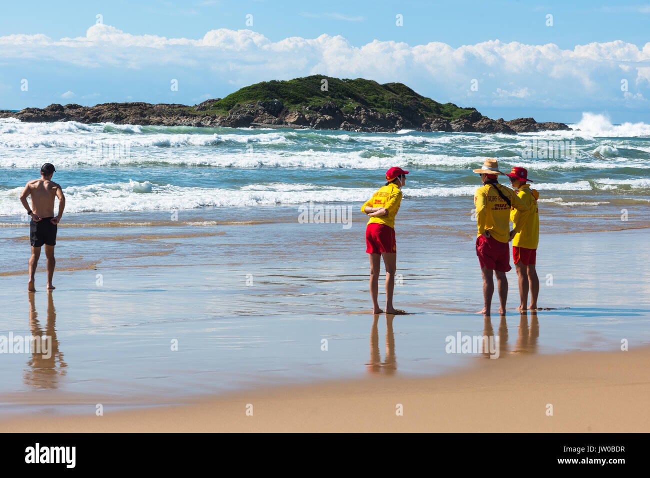 Lifeguards on Park beach, Coffs Harbour, NSW, Australia. Stock Photo