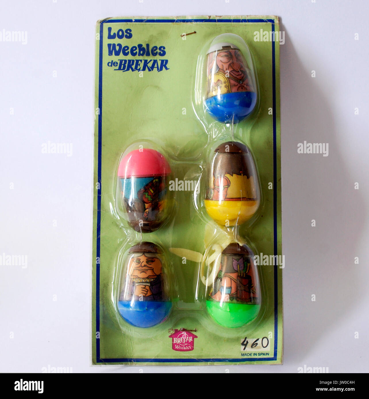 Vintage Spanish collectible toy Los Weebles de Bekar. Indios, plastic blister. from the store Stock Photo