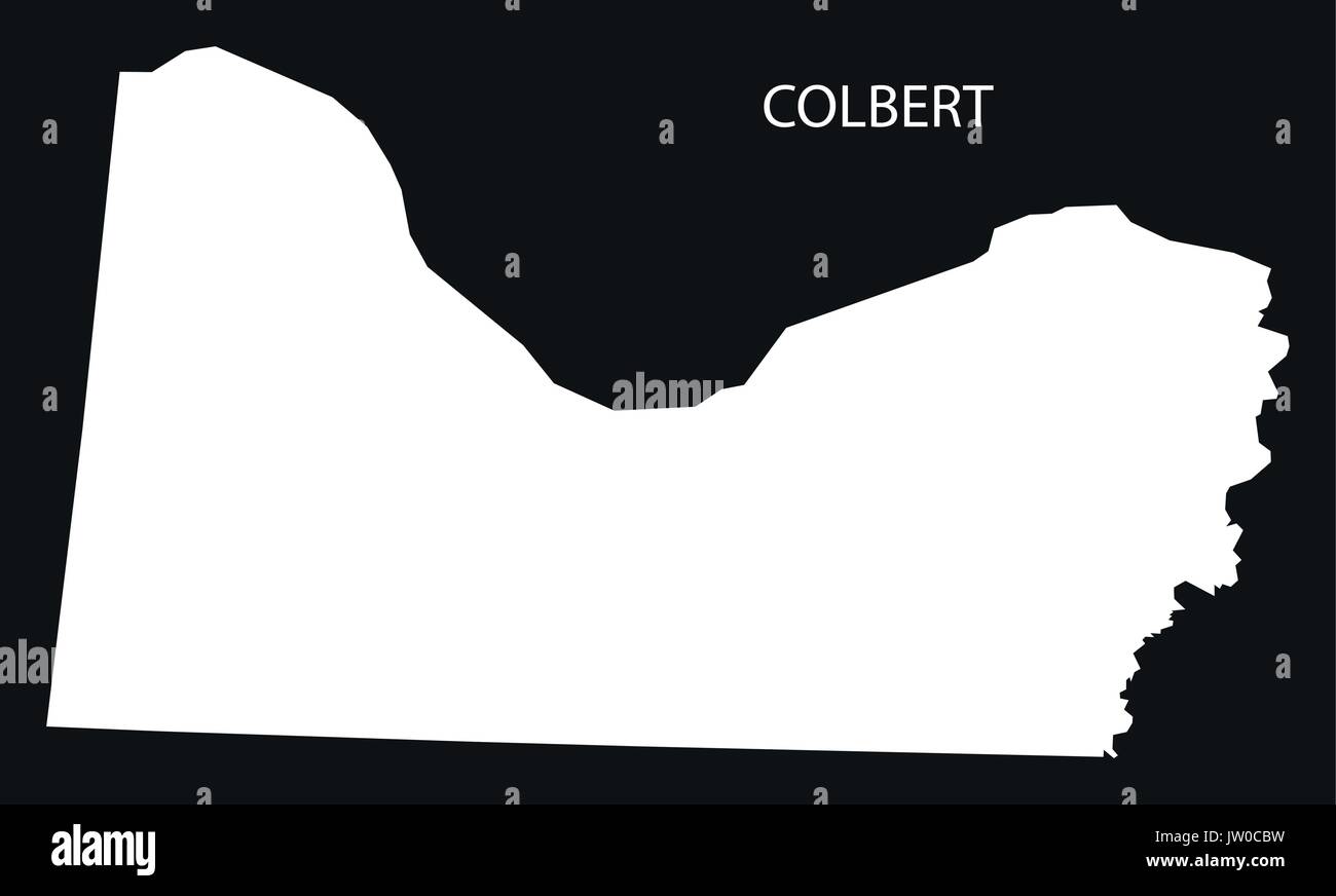 Colbert county map of Alabama USA black inverted illustration Stock