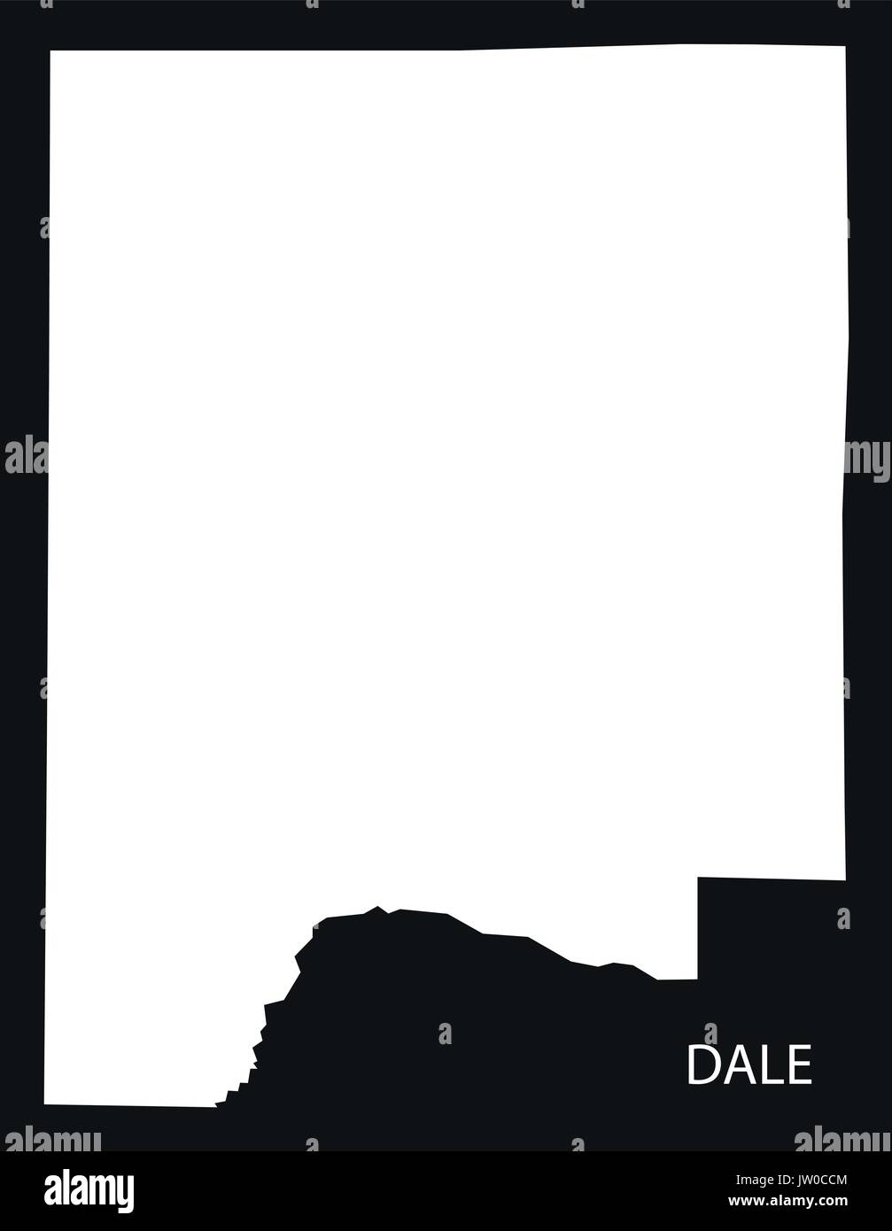 Dale county map of Alabama USA black inverted illustration Stock Vector