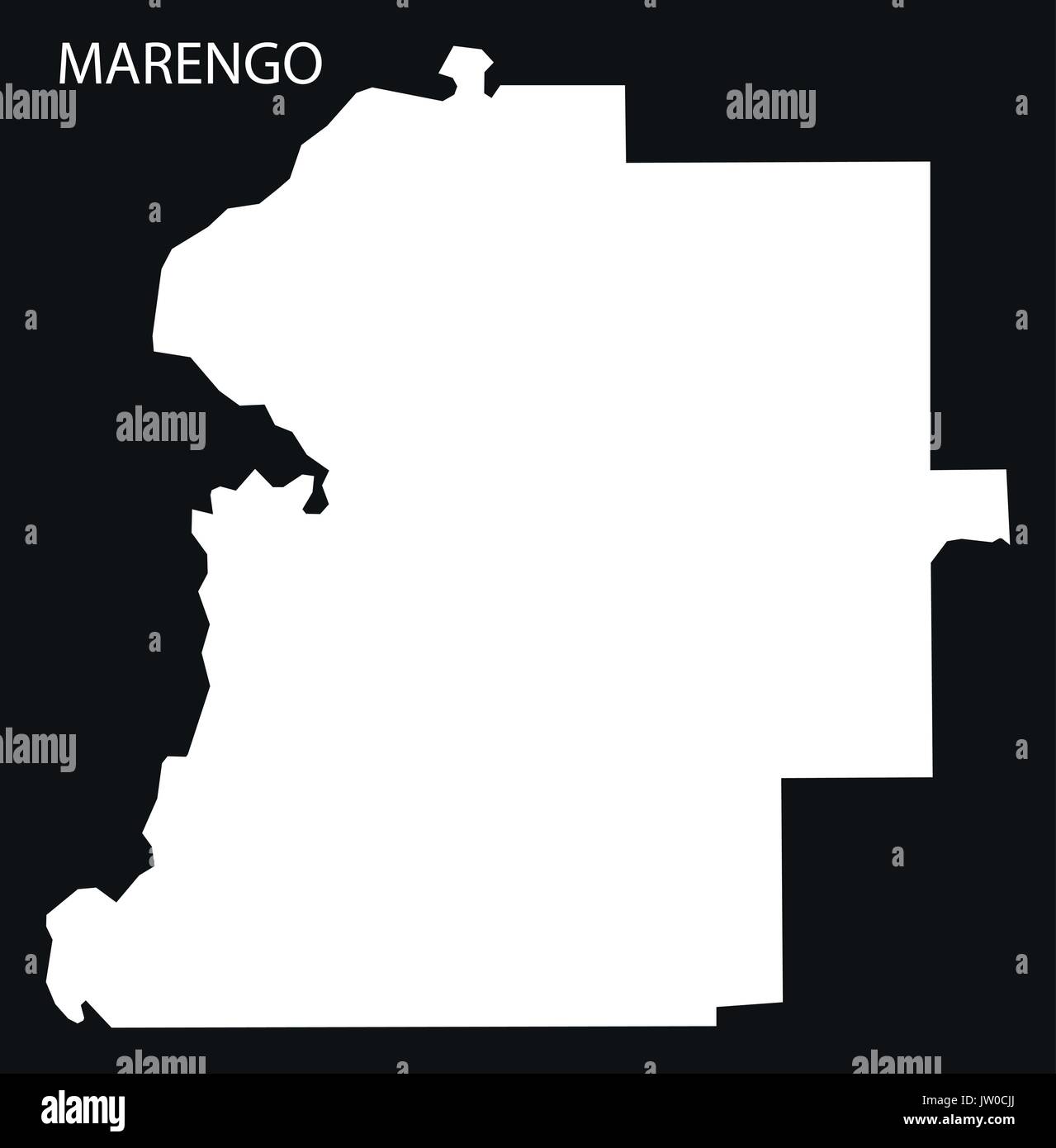 Marengo county map of Alabama USA black inverted illustration Stock Vector