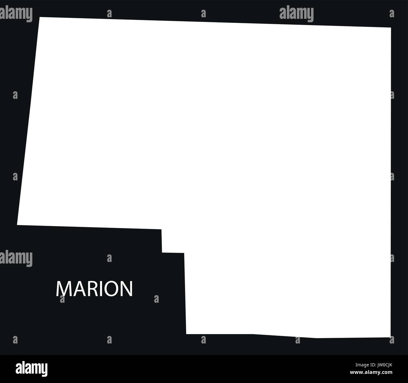 Marion county map of Alabama USA black inverted illustration Stock
