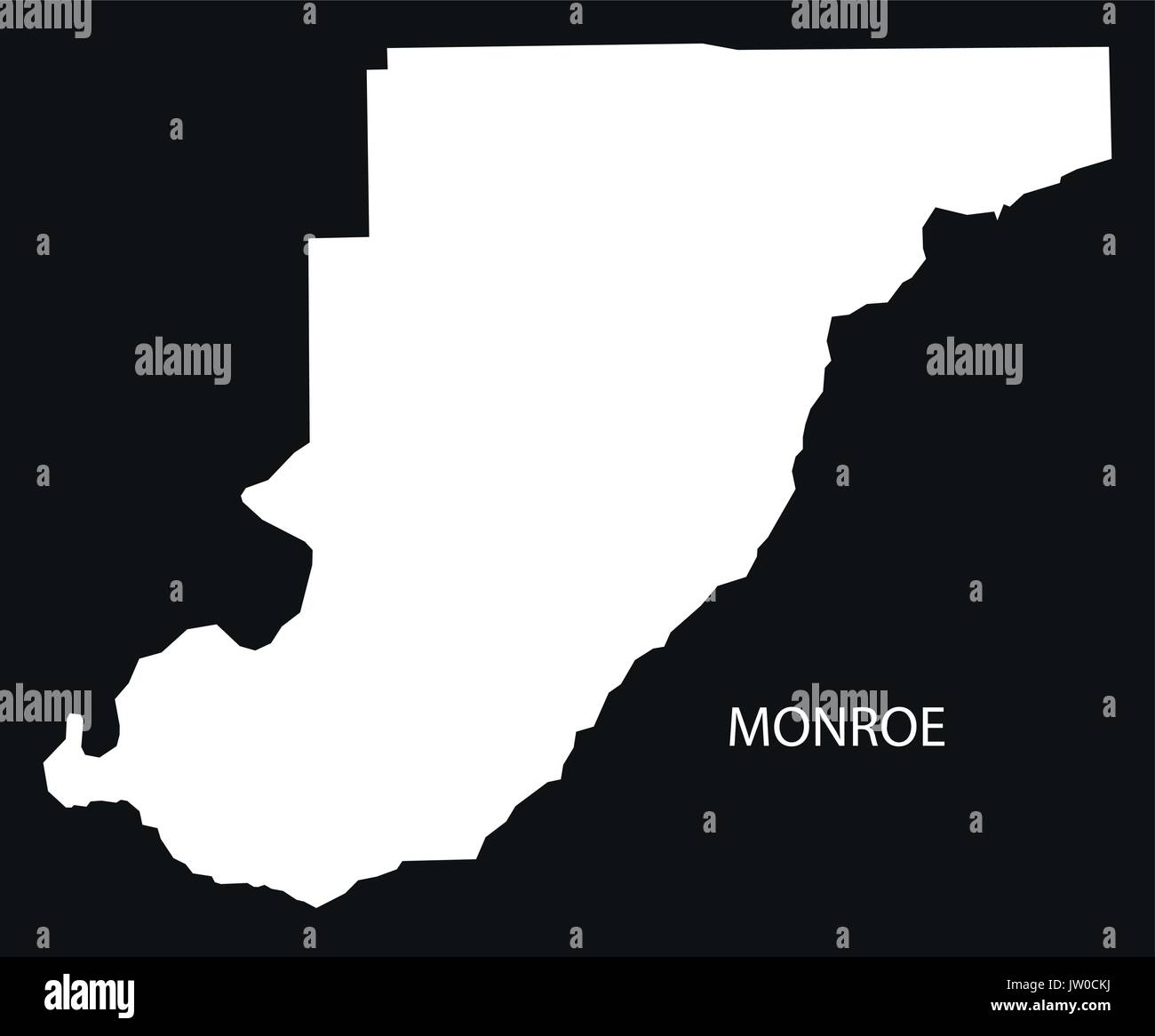 Monroe county map of Alabama USA black inverted illustration Stock Vector