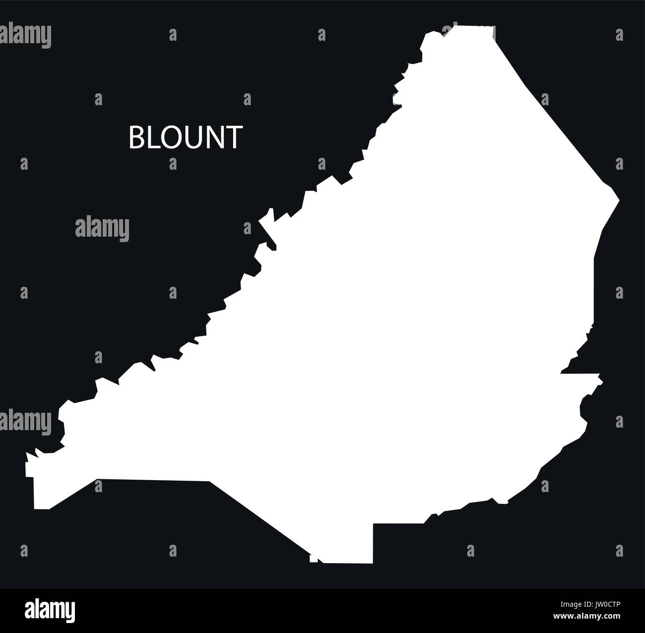 Blount county map of Alabama USA black inverted illustration Stock
