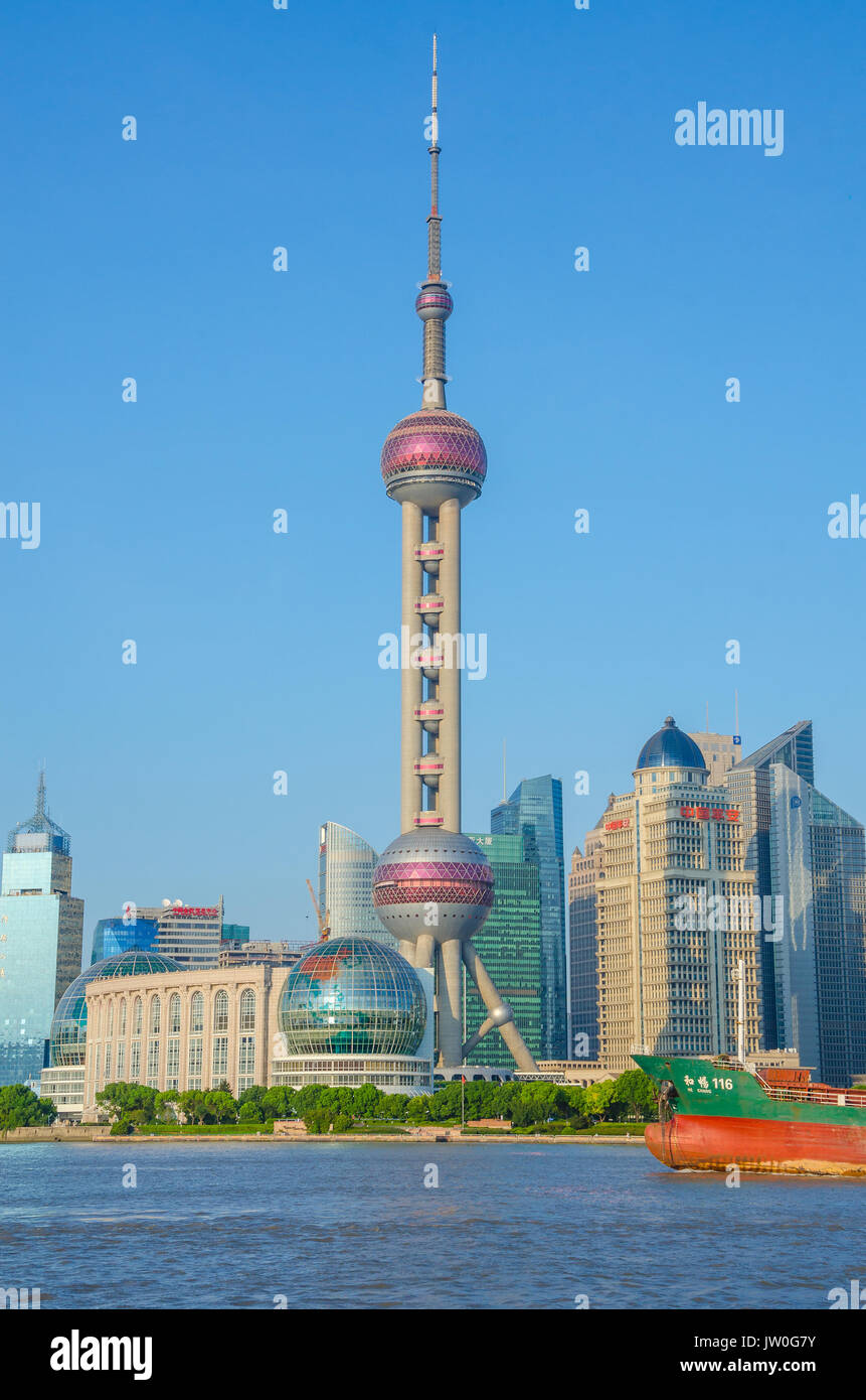 The Pearl Tower in Shanghai, China Stock Photo